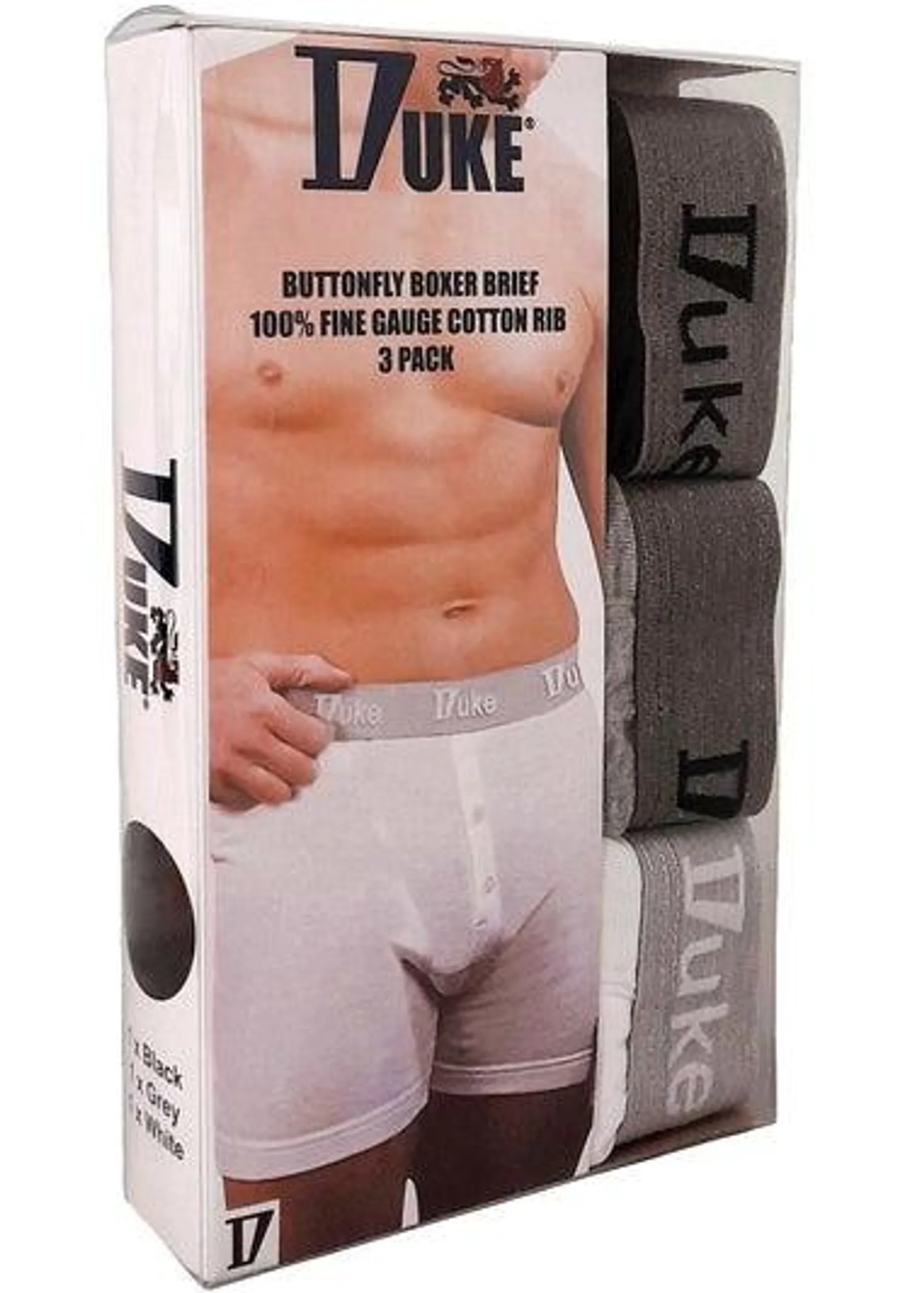 Duke Black/White London Driver Cotton Boxer Shorts (Pack of 3)