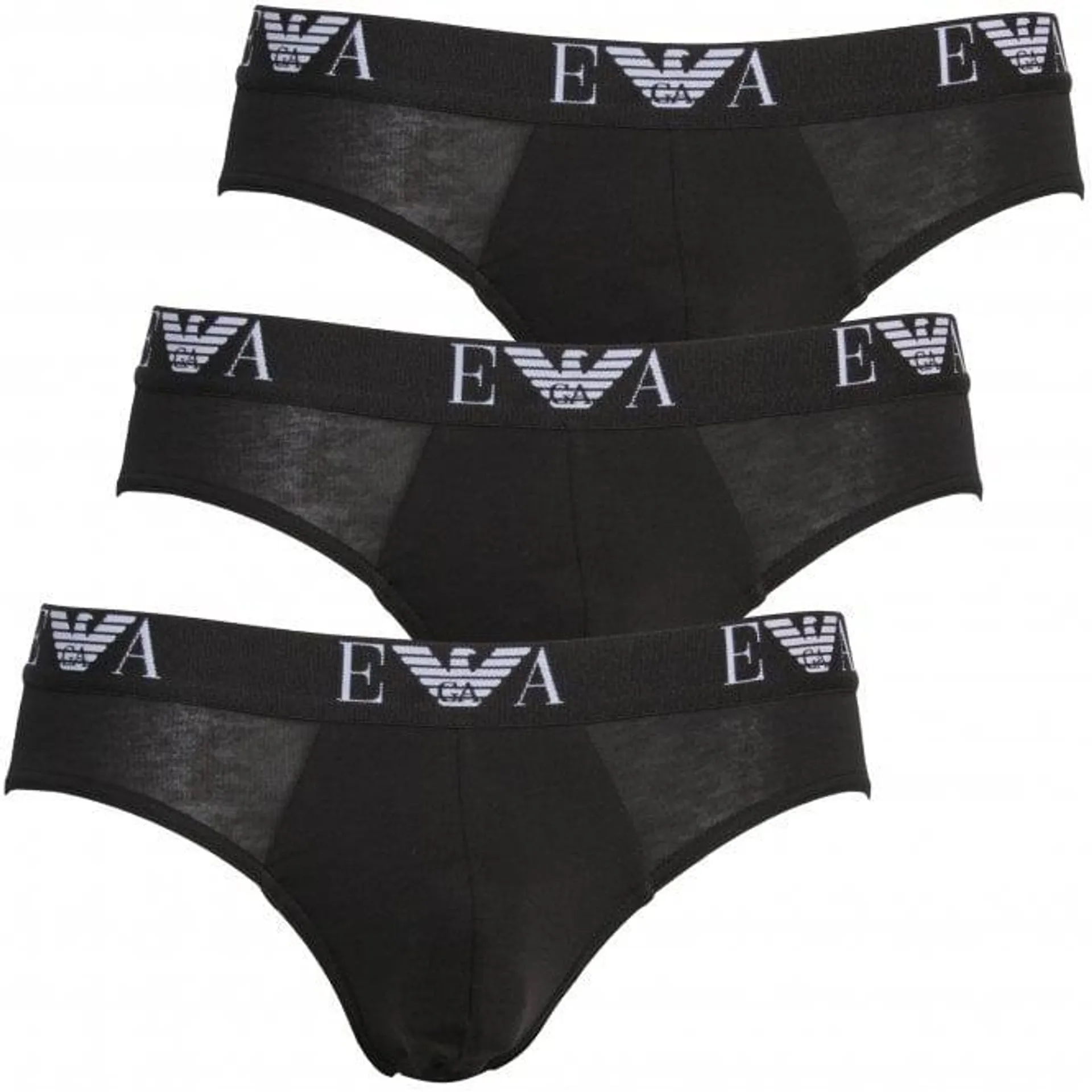 3-Pack Eagle Logo Briefs, Black