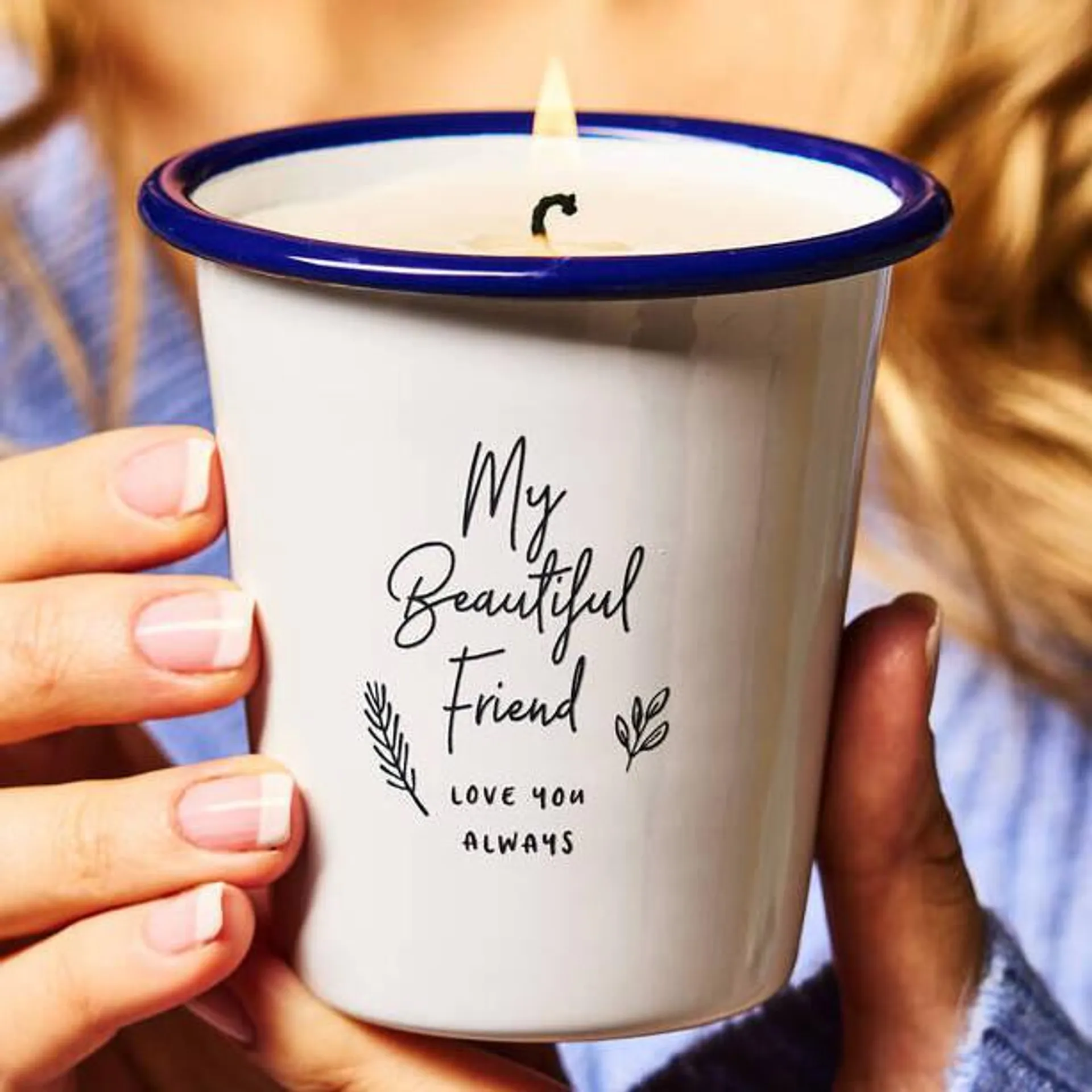 Personalised Enamel Friendship Candle