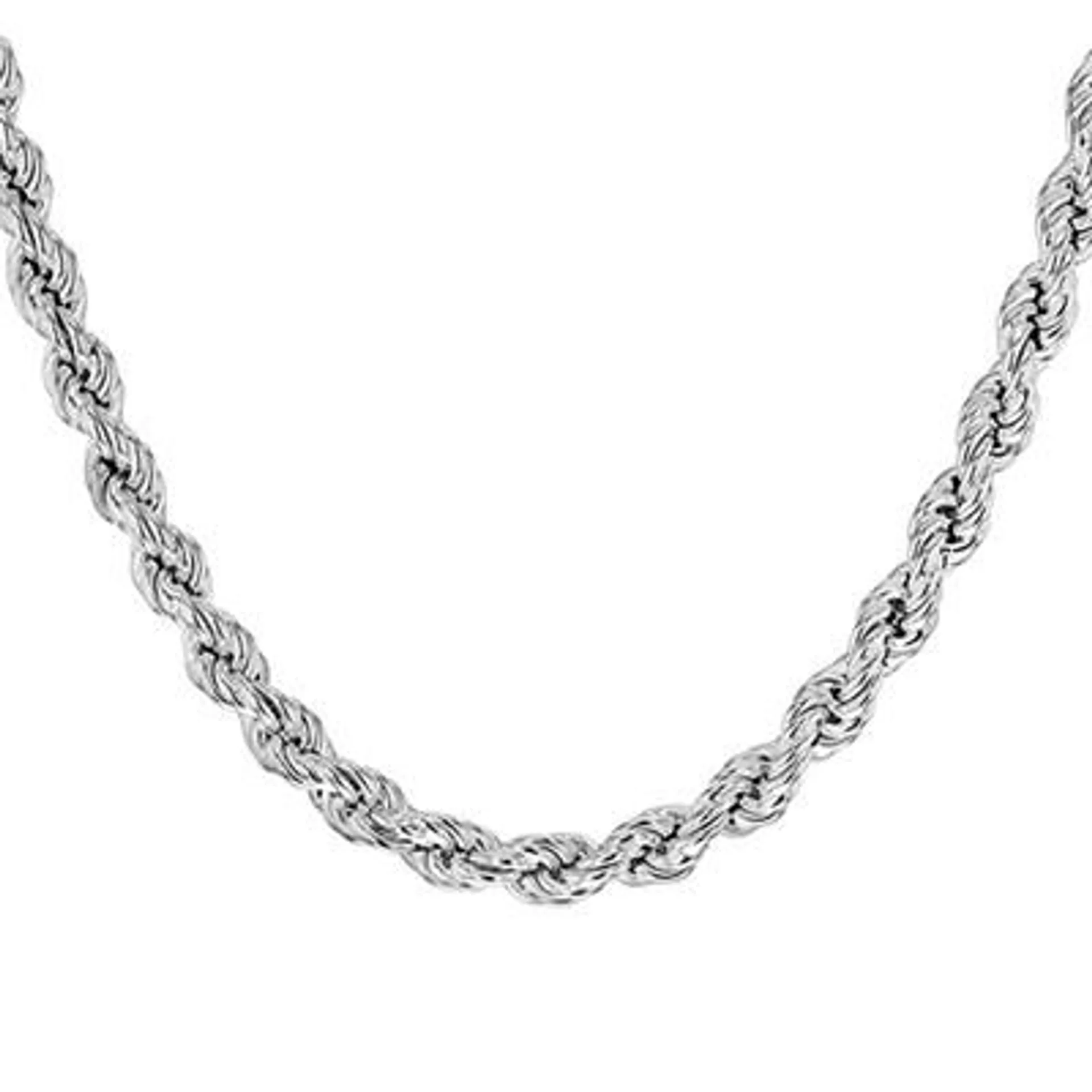 Faith & Brown Italian Crafted 4.2mm Rope Sterling Silver Necklace - 24 inch
