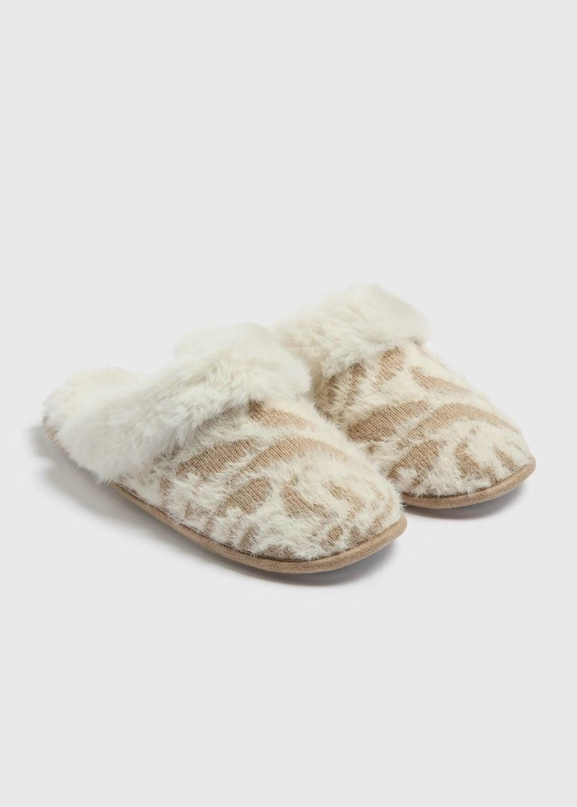 Cream Leopard Mule Slippers