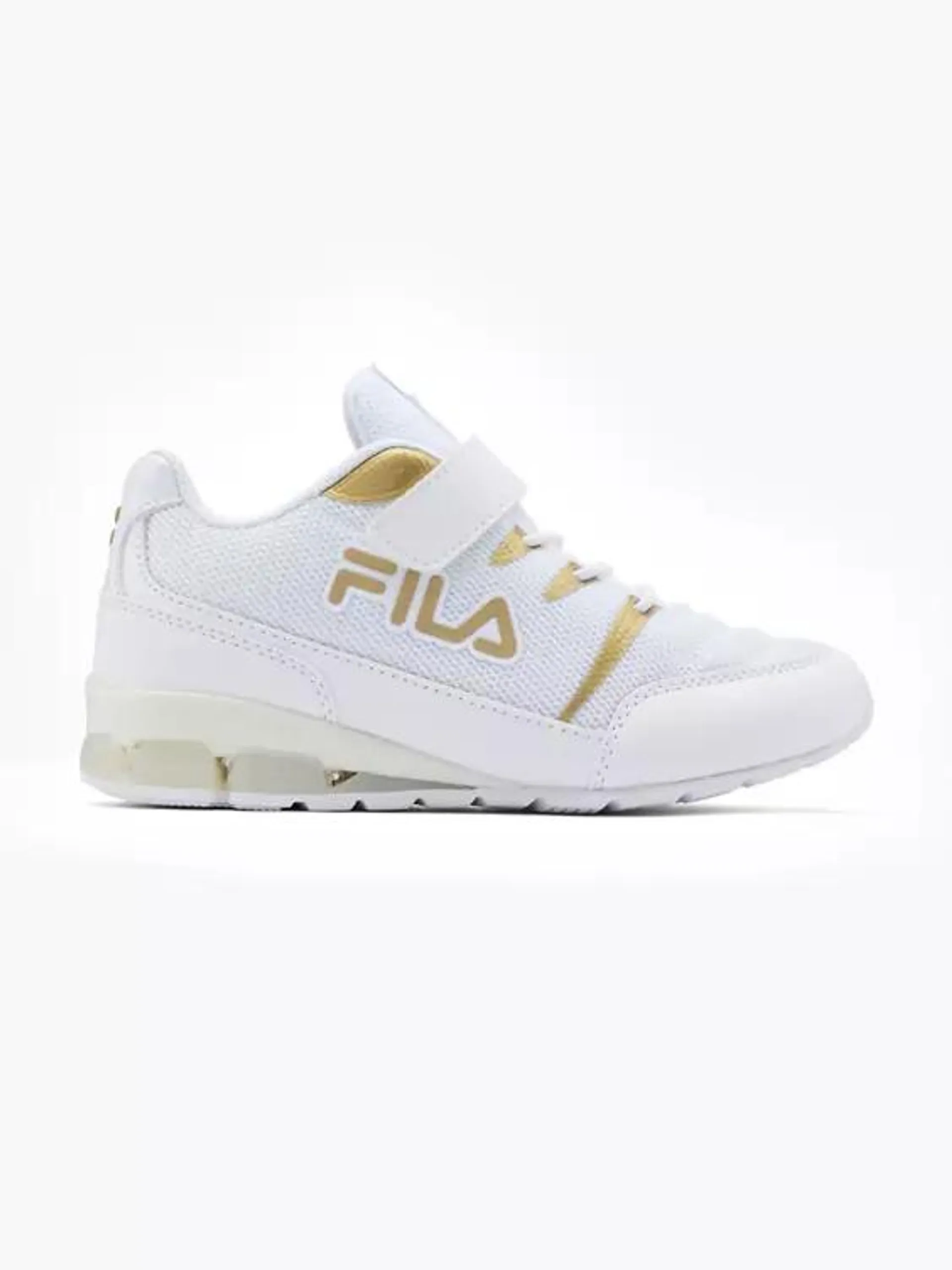 Junior White/Gold Velcro Trainers