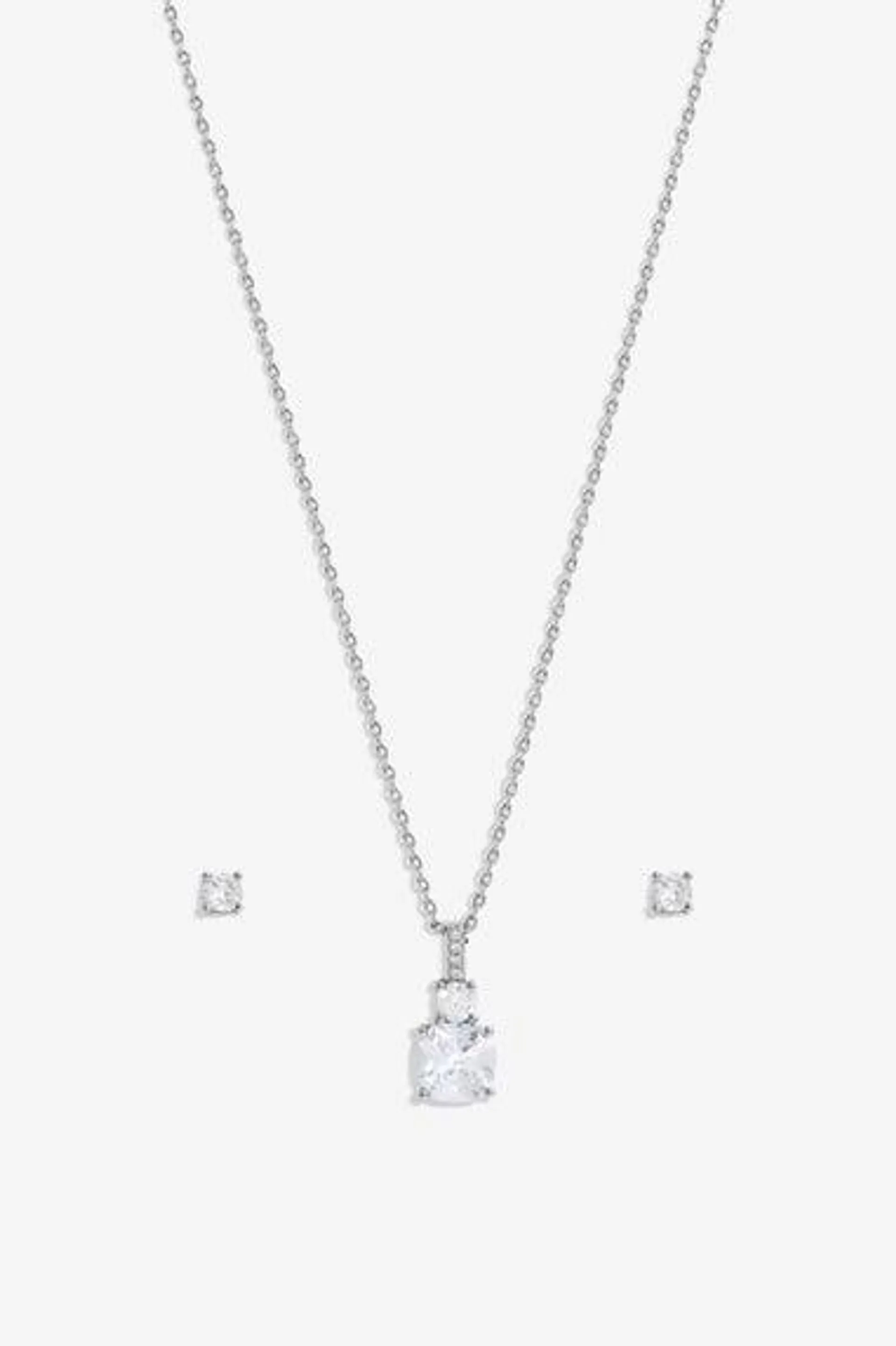 Jon Richard Rhodium Plated Cubic Zirconia Pendant Box Set - Gift Box