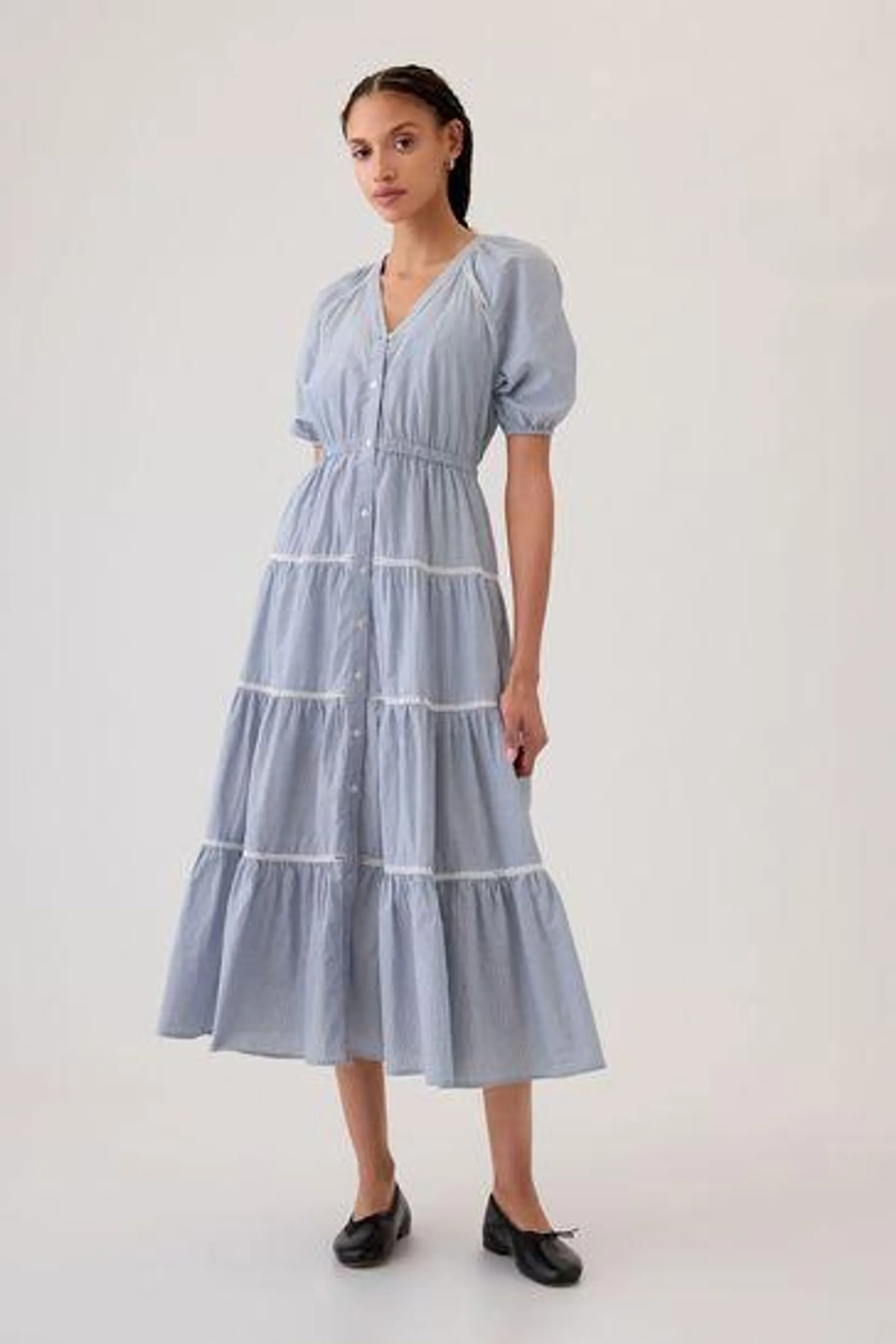 Tiered Maxi Shirt Dress