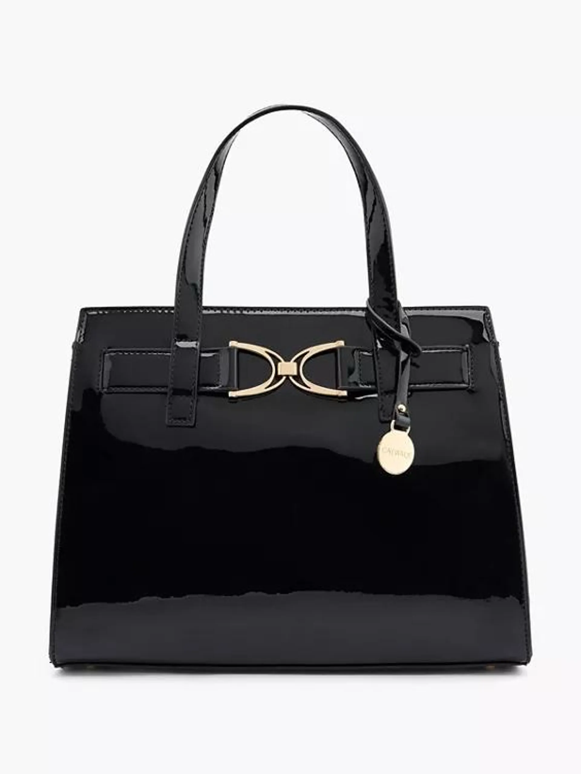 Black Patent Bag with Metallic Detail