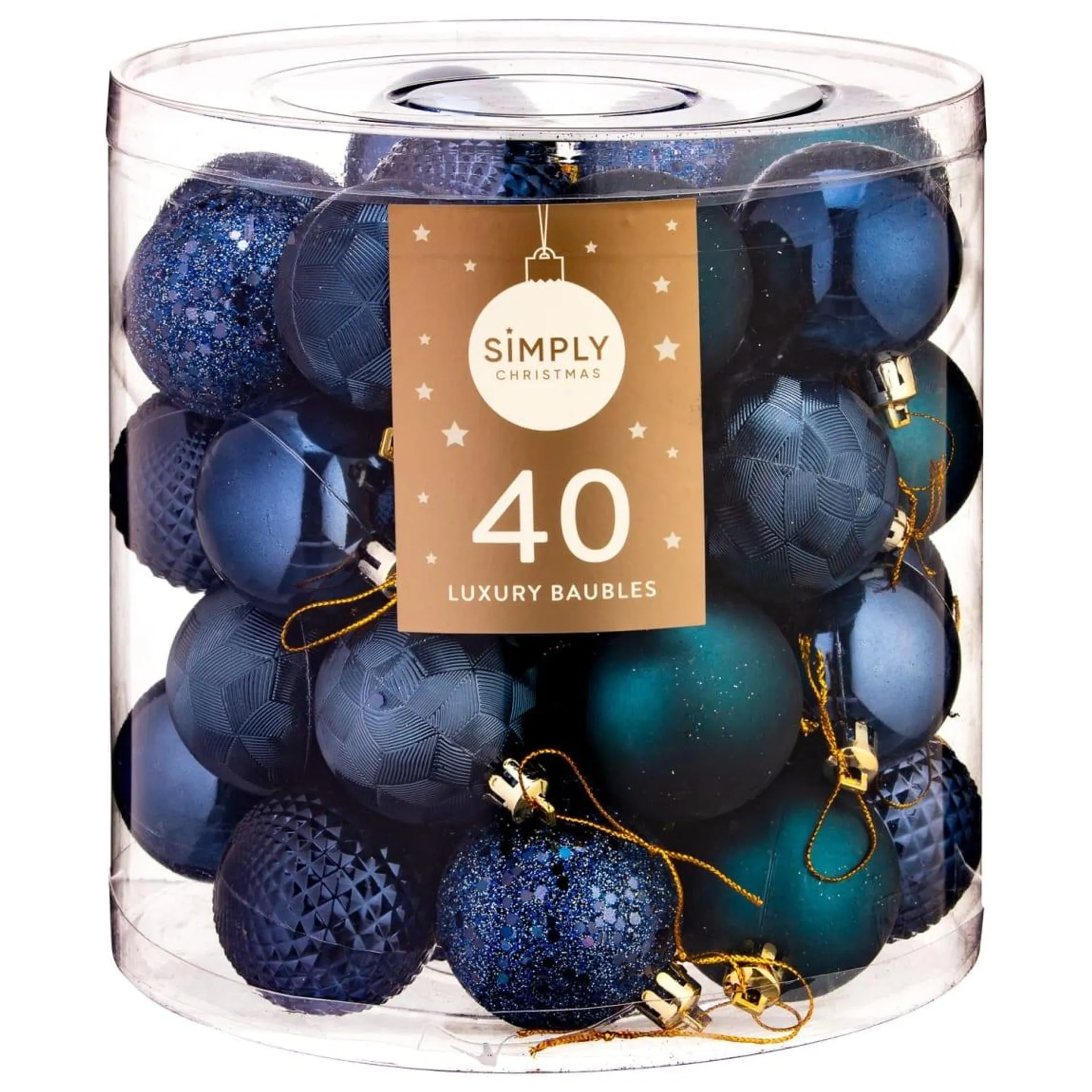 Simply Christmas Luxury Baubles 40pk - Navy