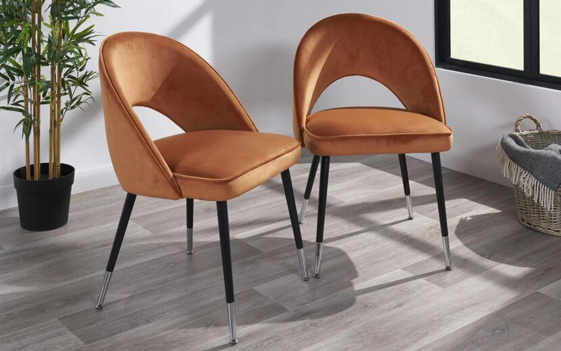 Elsa Pair of Orange Dining Chairs