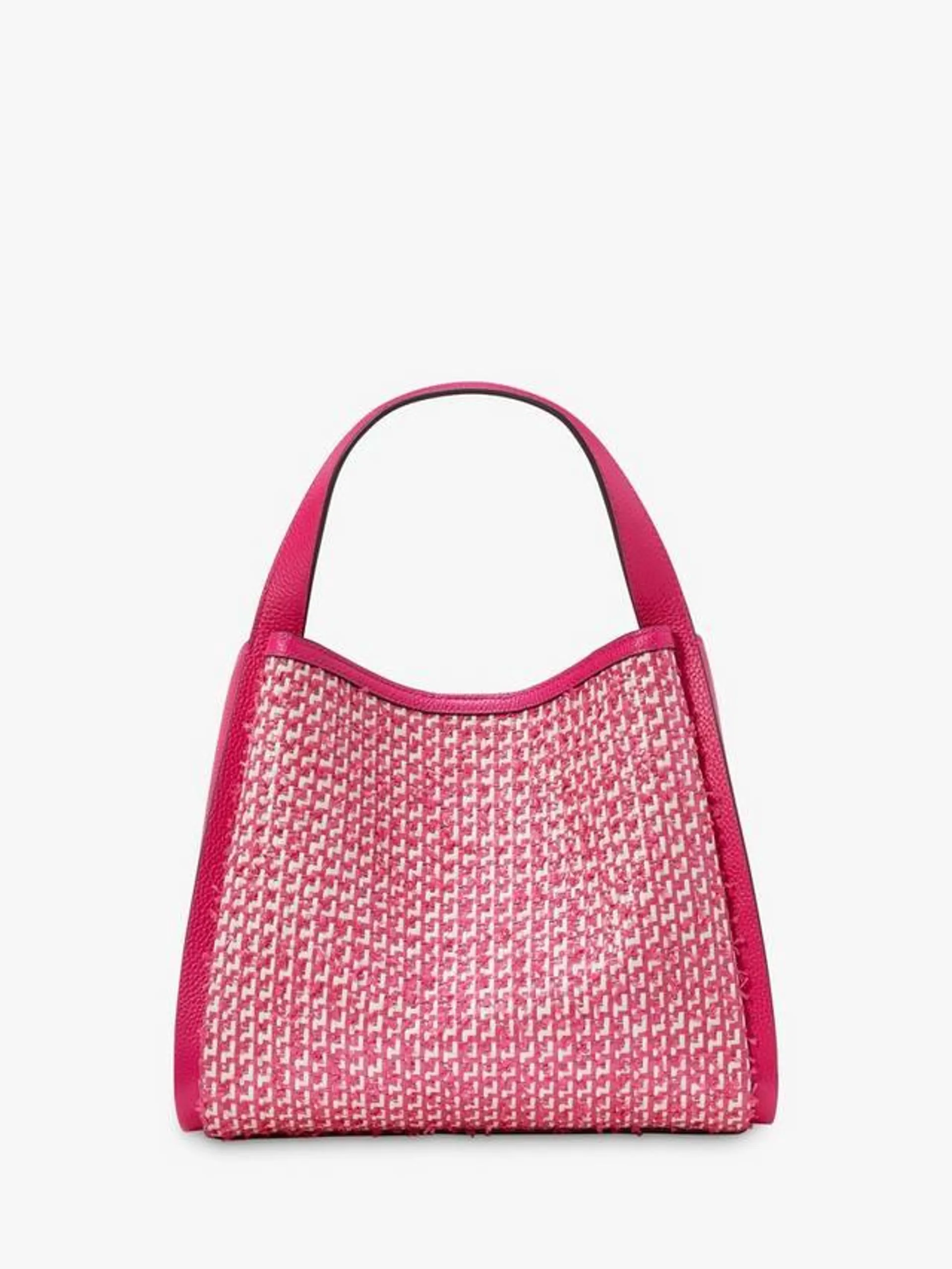 Knott Raffia Tweed Medium Crossbody Tote Bag, Wild Raspberry