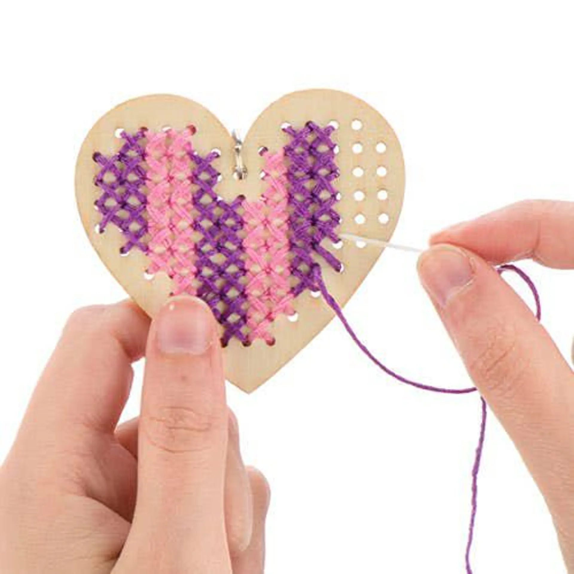 Heart Wooden Cross Stitch Keyring Kits