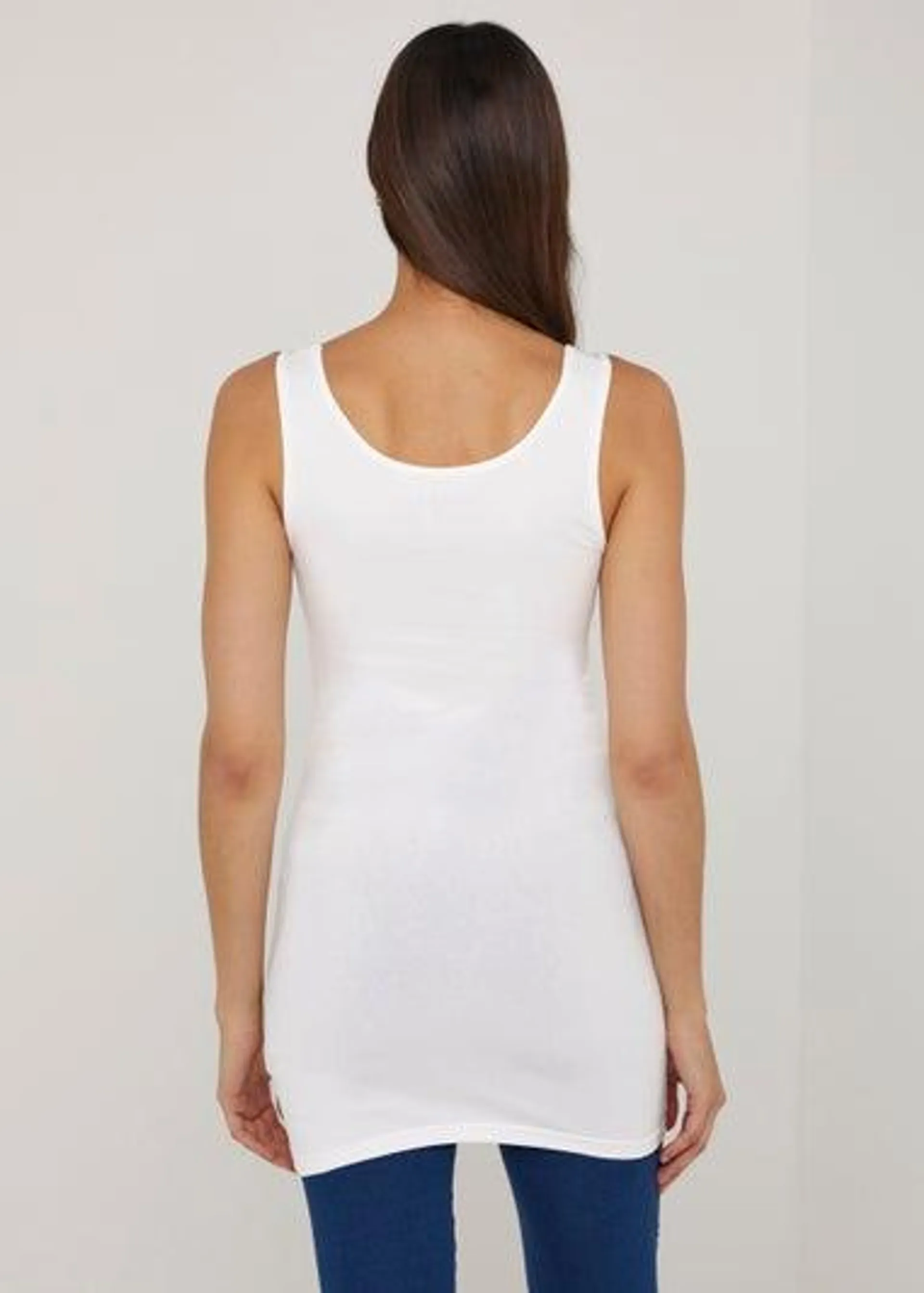 White Essential Longline Vest Top