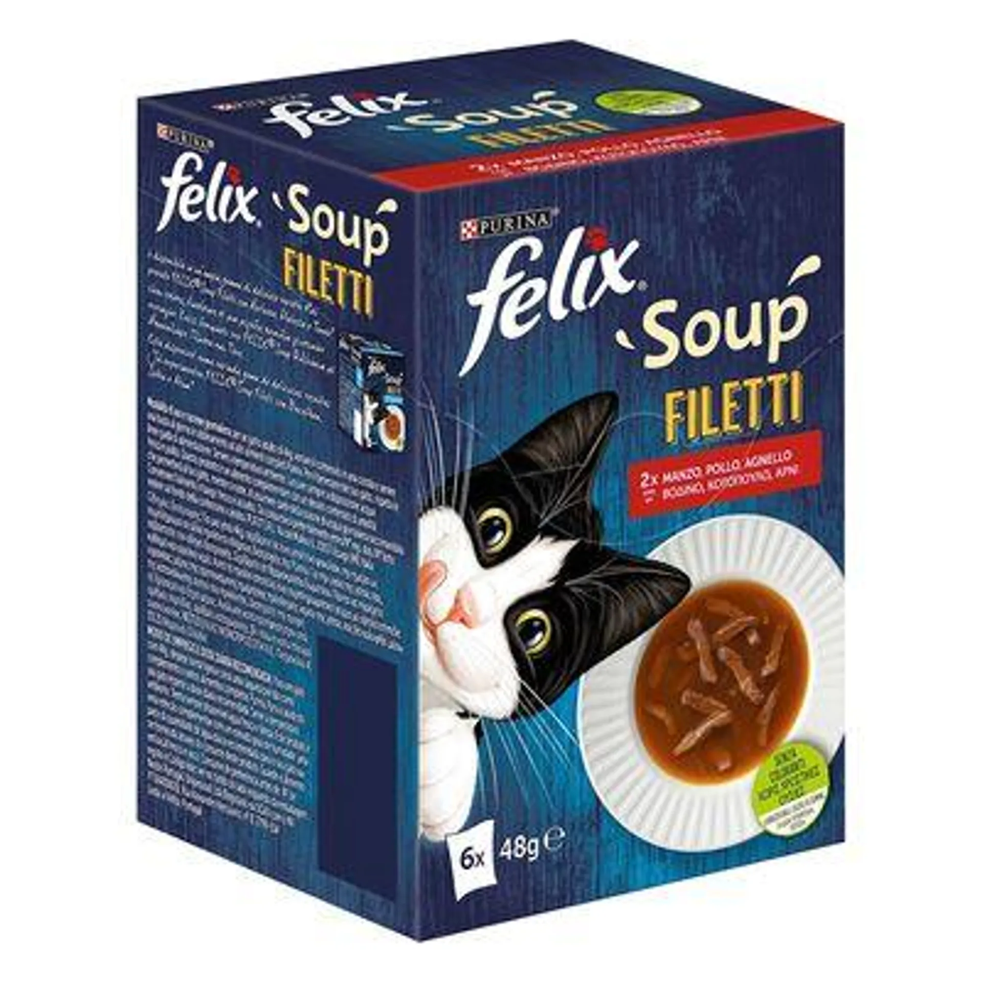 30 x 48g Felix Soup Wet Cat Food - 24 + 6 Free! *