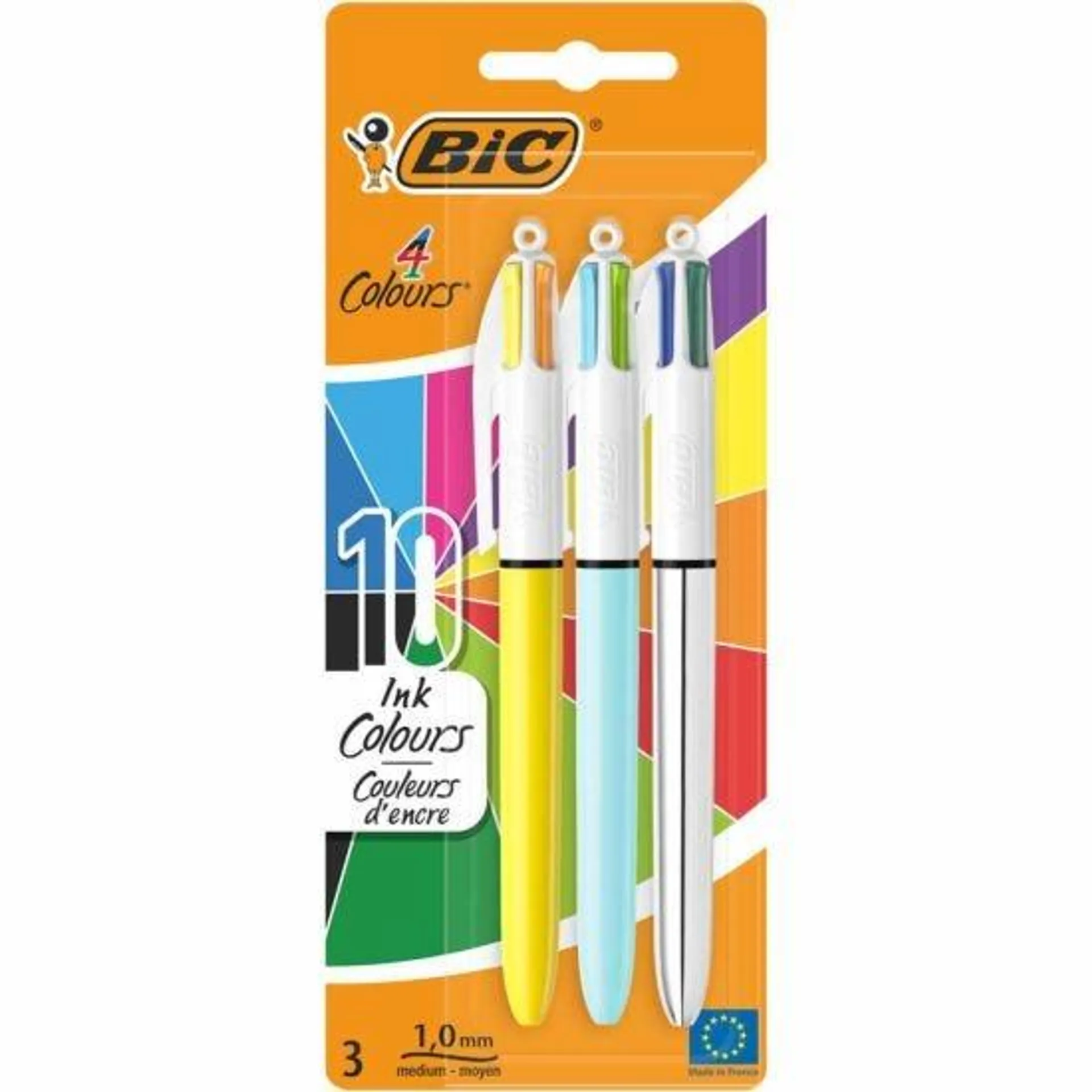 BiC 4 Colour Ballpoint Pens Pack of 3 Assorted