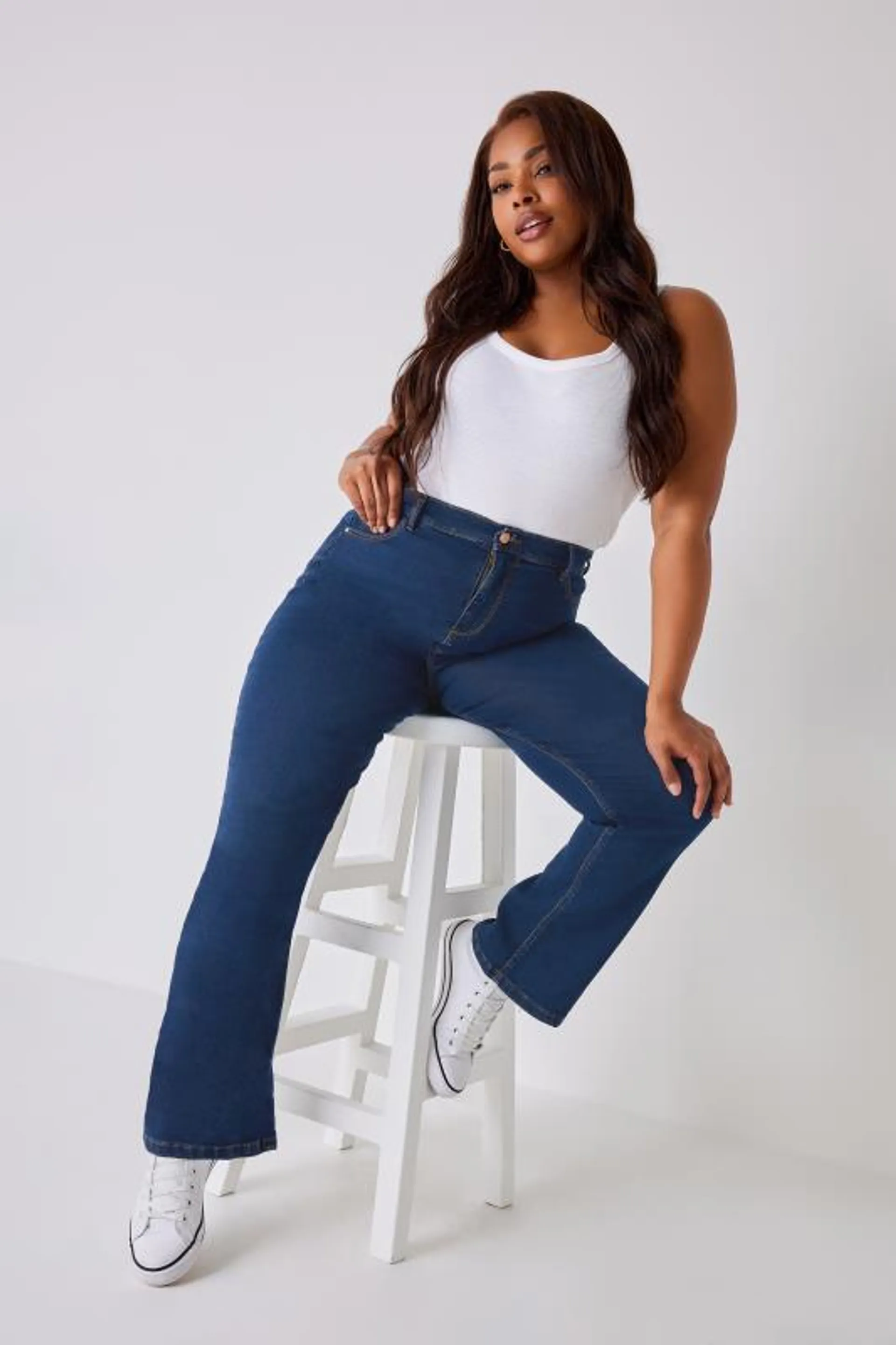 YOURS Curve Indigo Blue Bootcut Stretch ISLA Jeans