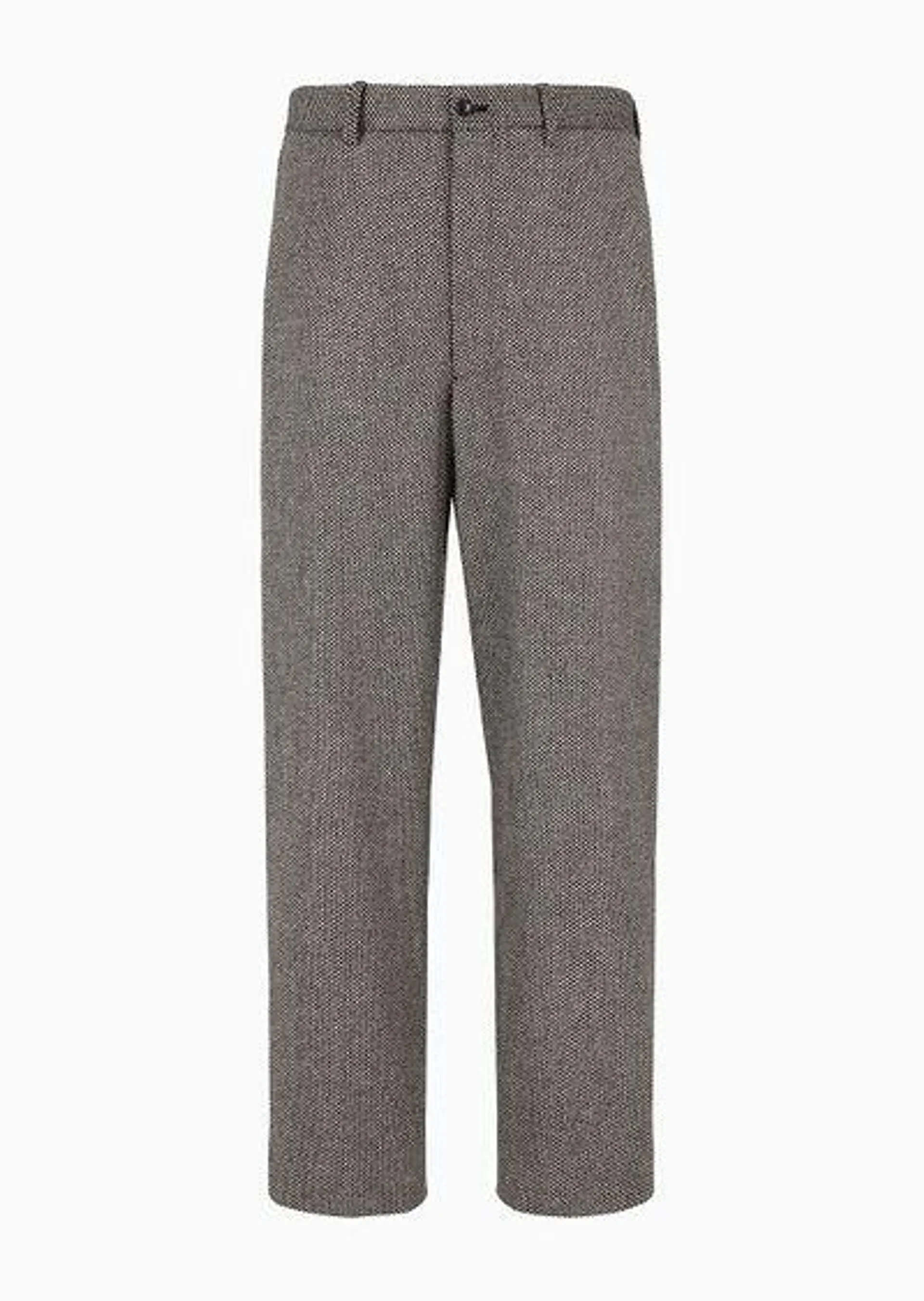 Virgin wool and cashmere jacquard flat-front trousers