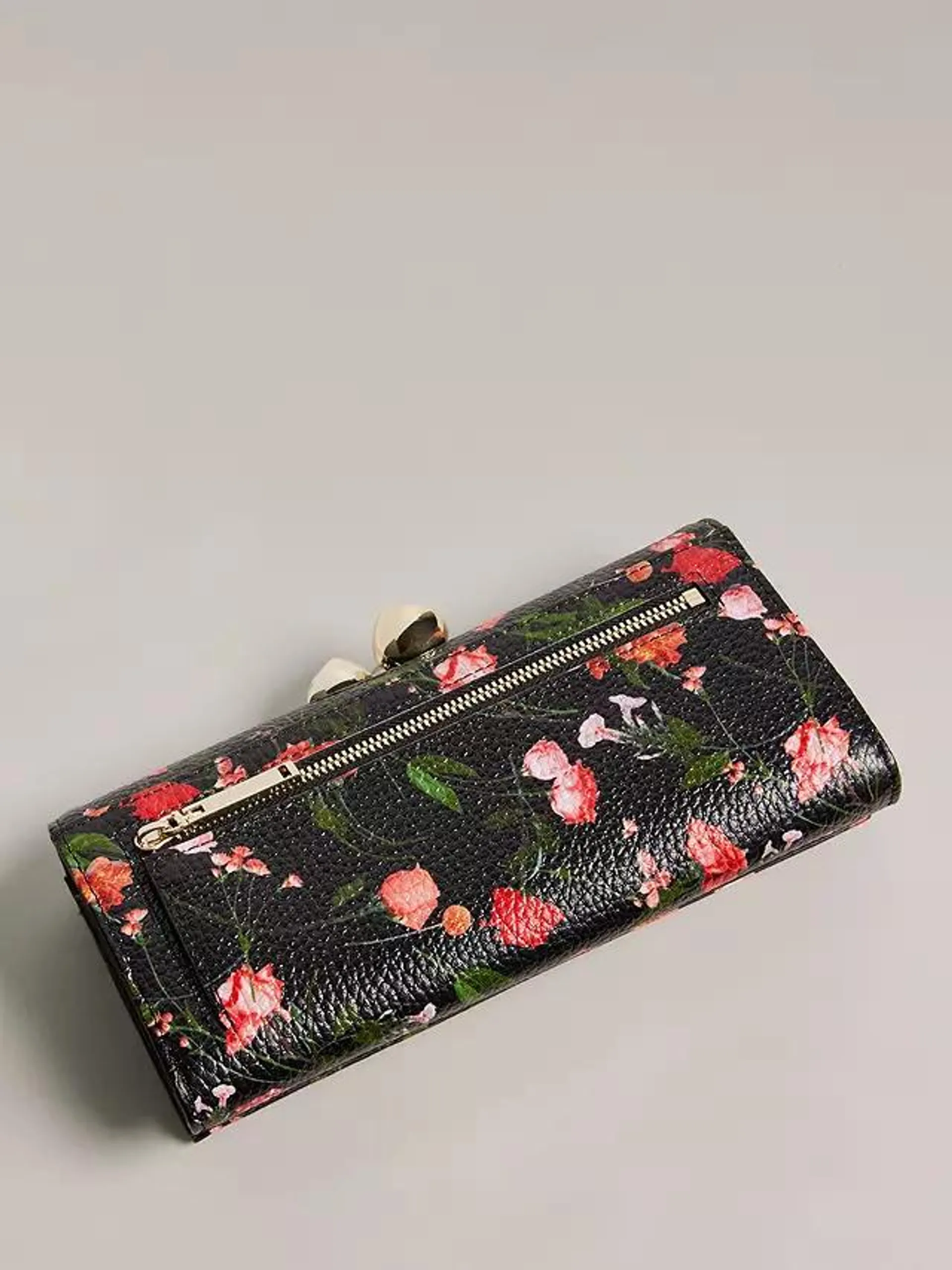 Ted Baker Otiline Floral Print Bobble Purse, Black/Multi