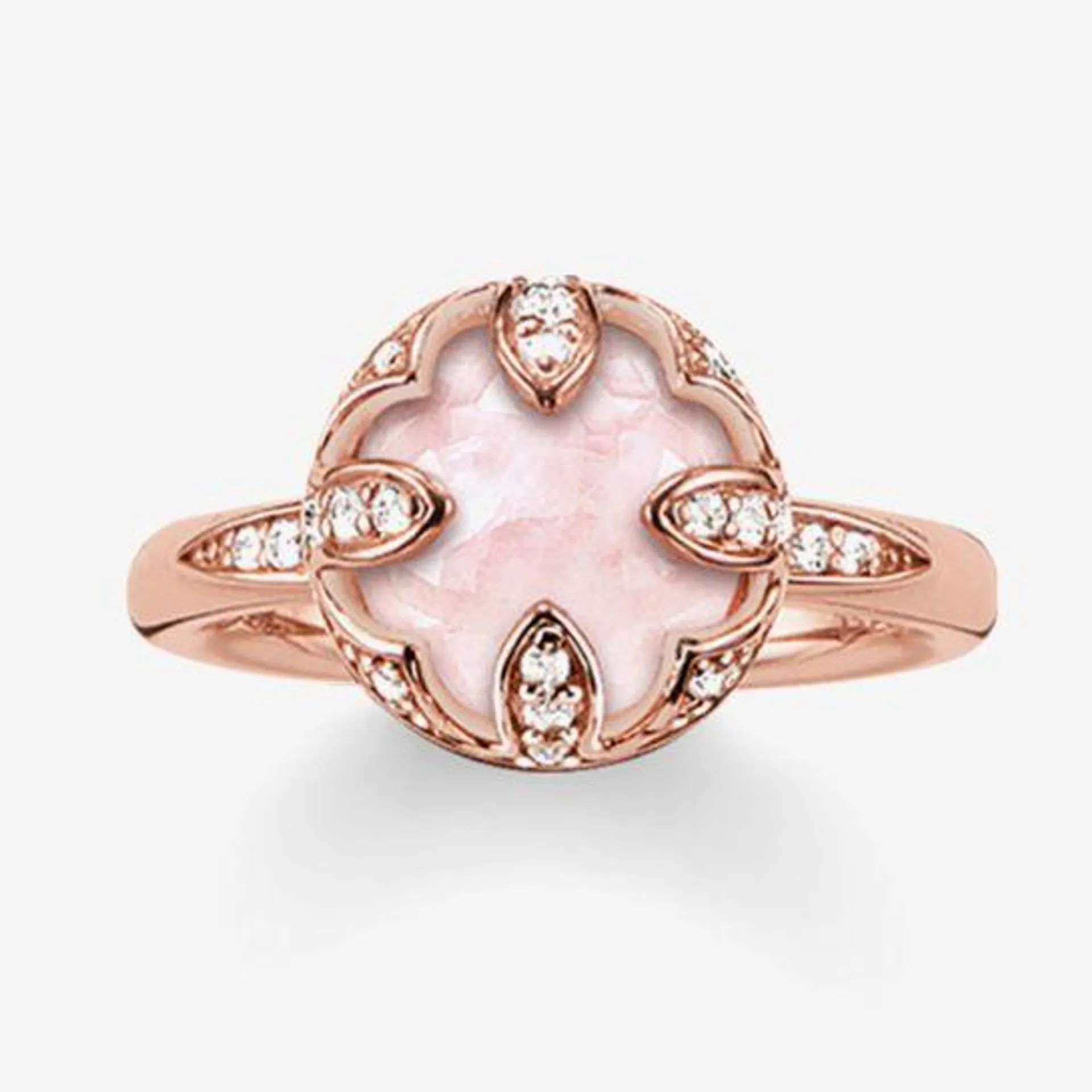 THOMAS SABO Rose Gold Plated Round Pink Cubic Zirconia Ring TR2027-537-9