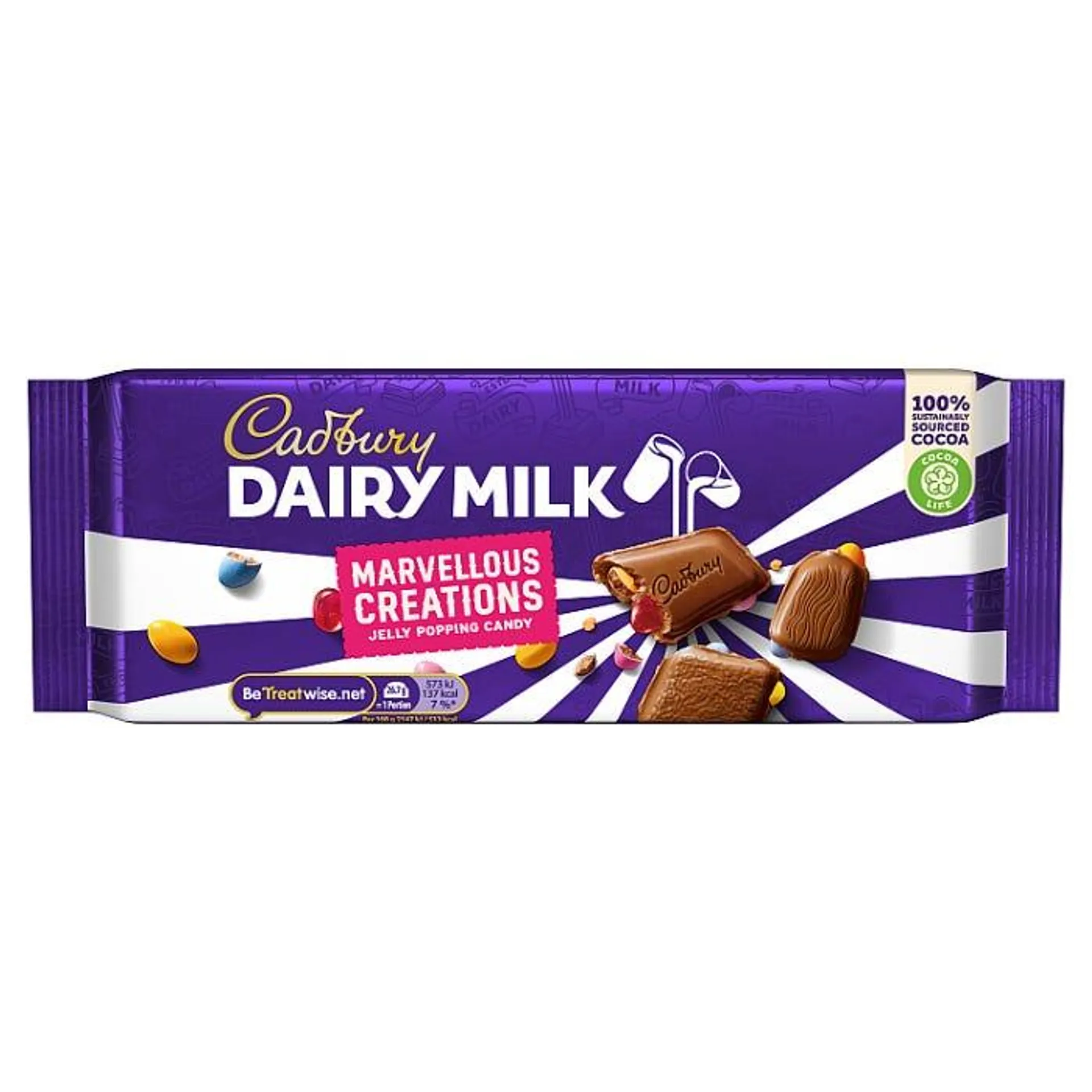 Cadbury Dairy Milk Marvellous Creations Jelly Popping Candy Chocolate Bar, 160g