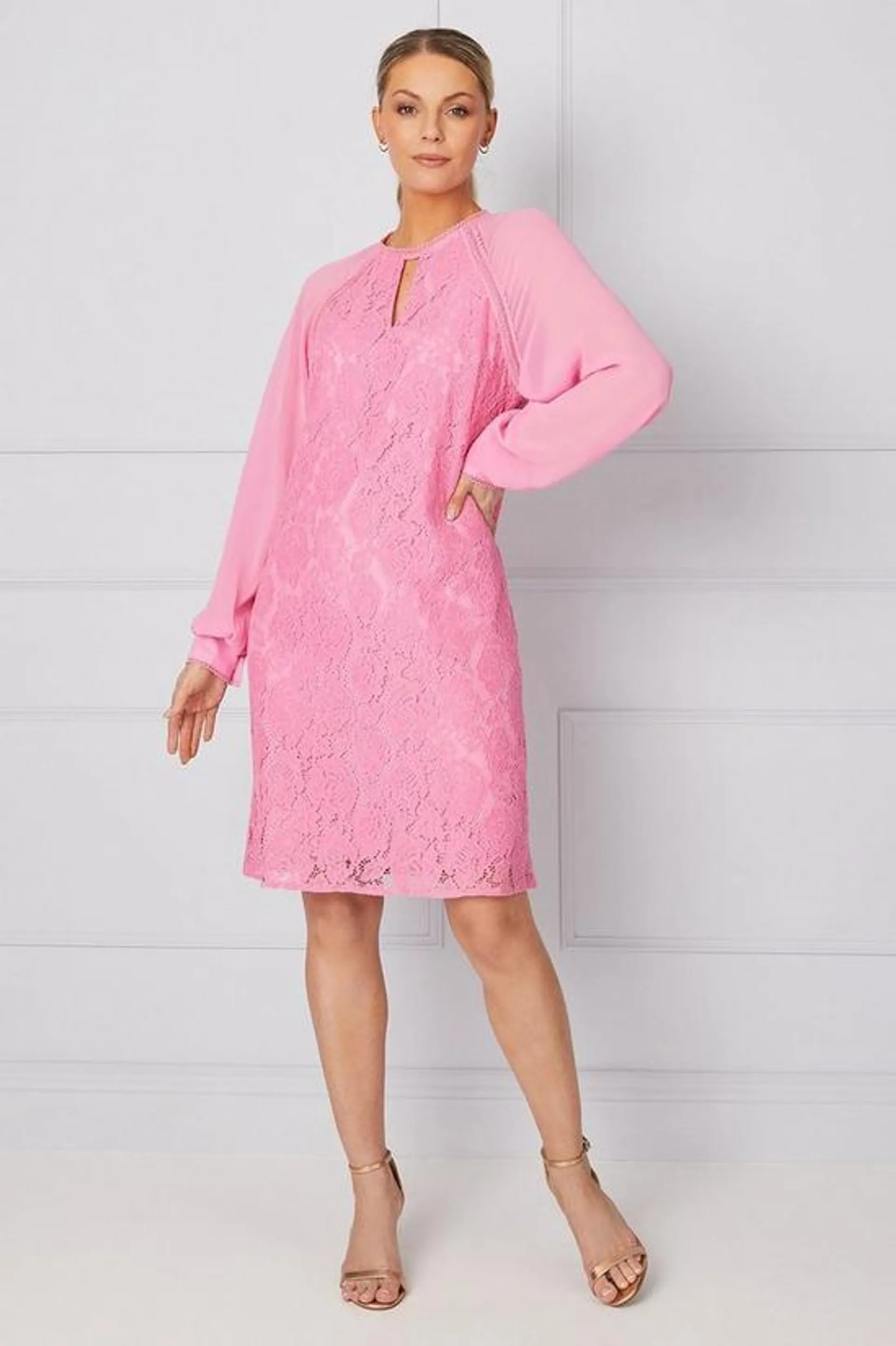 Tall Occasion Premium Lace Chiffon Sleeve Formal Shift Dress