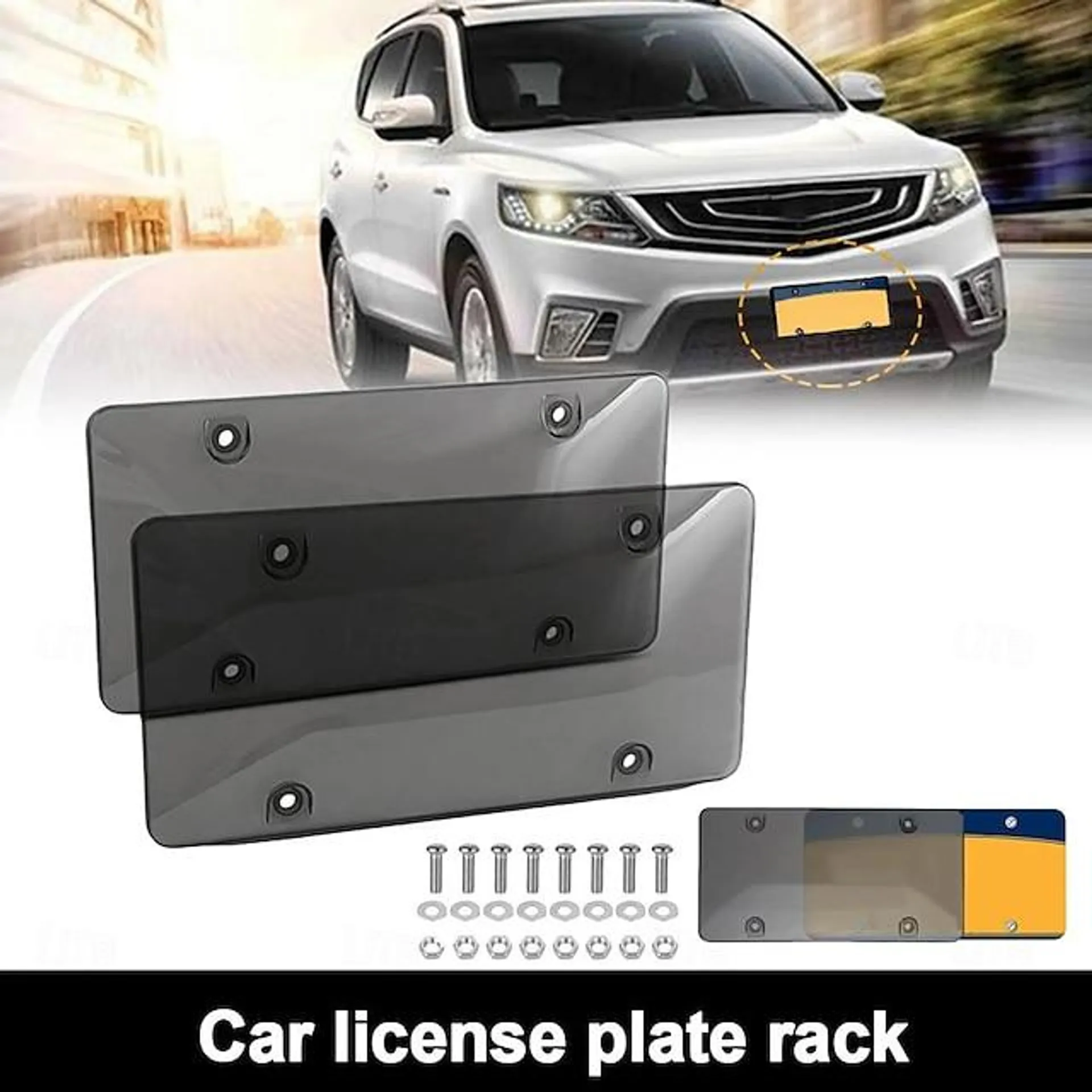 2pcs License Plate Cover Black Reflective Anti Speed Red Light Toll Camera Stopper License Plate Cover Car License Frame Parts