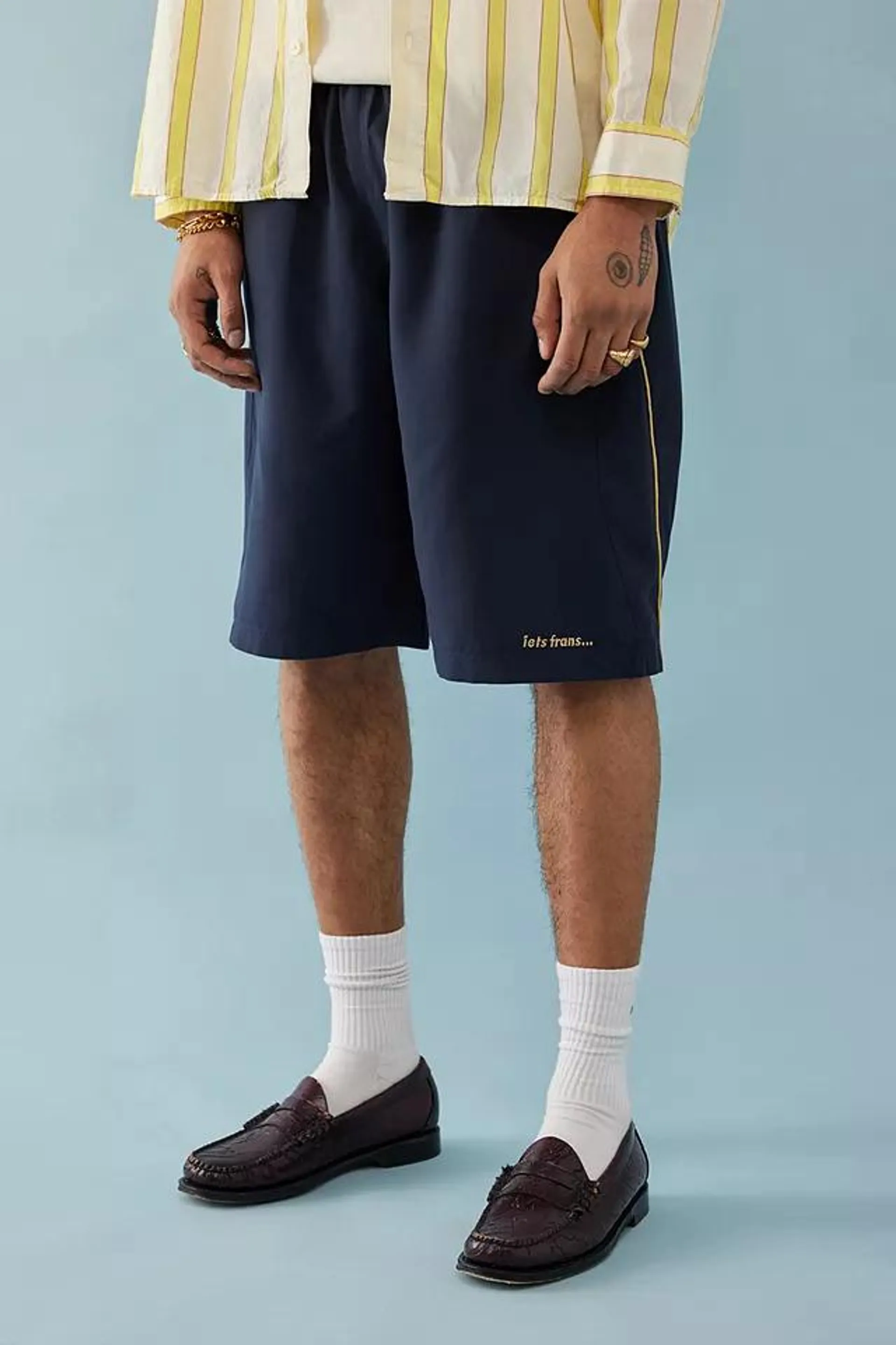 iets frans... Navy Microfibre Shorts