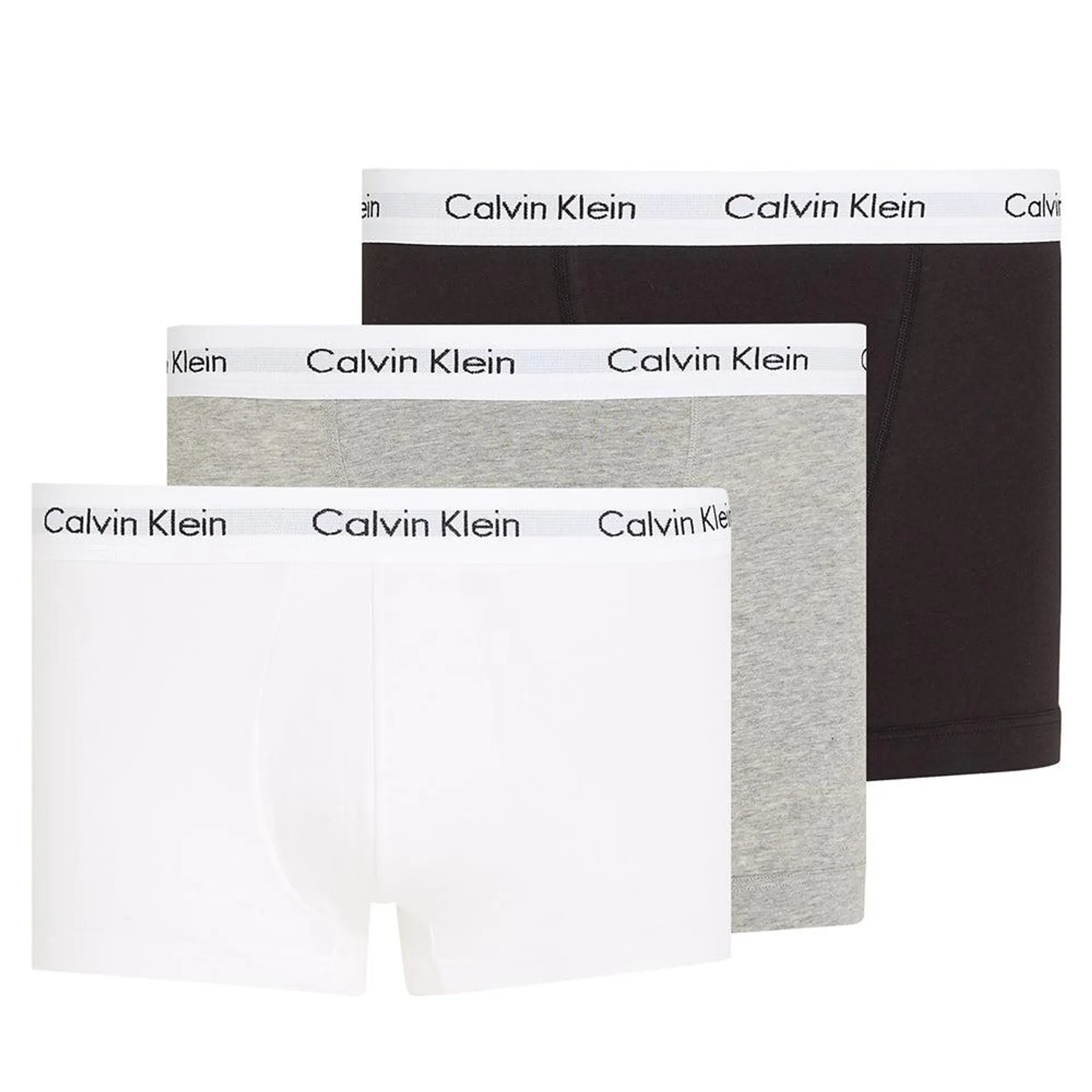 Cotton Stretch 3-Pack Boxer Trunks, Black/White/Grey