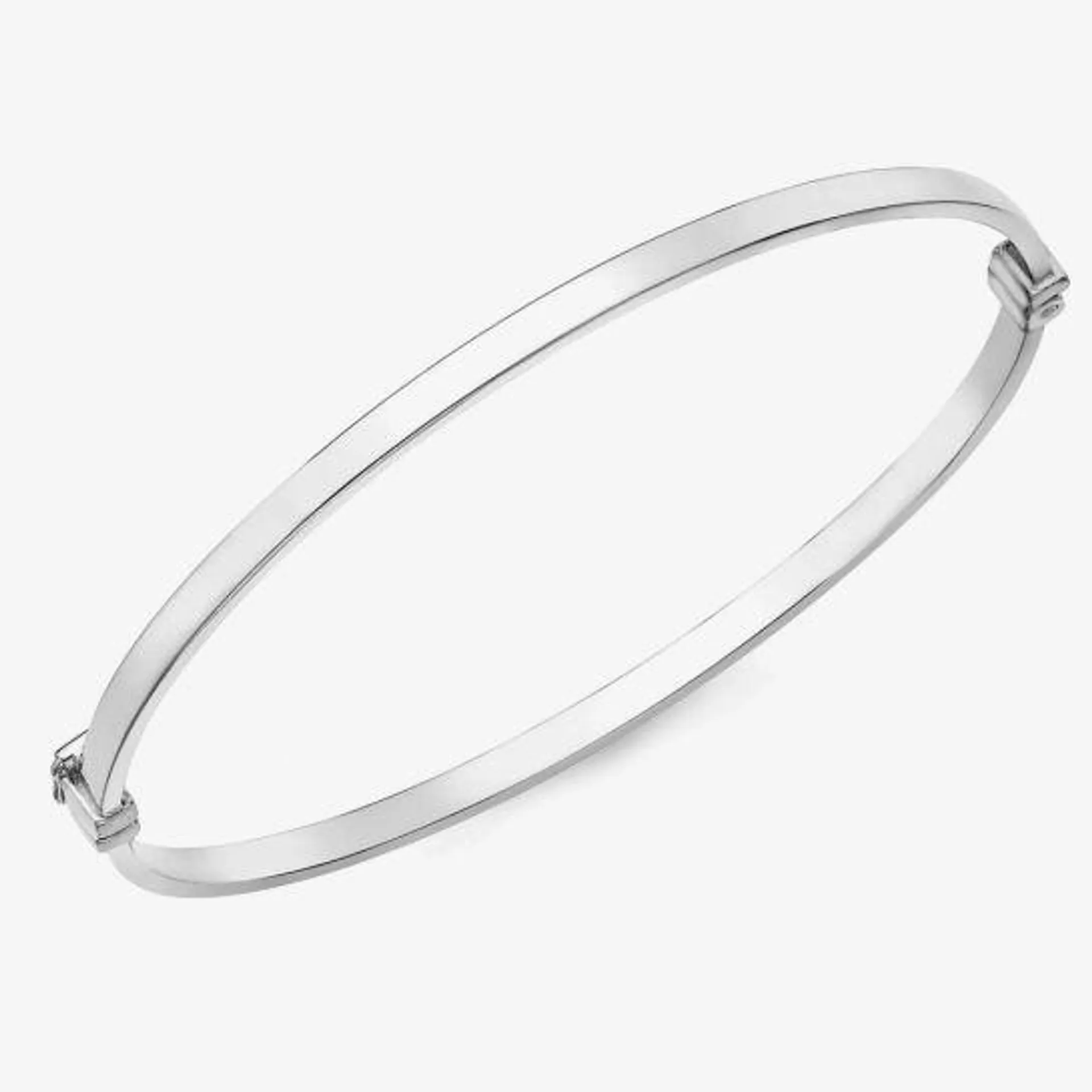 9ct White Gold Plain Oval Hinged Bangle 5.31.2111