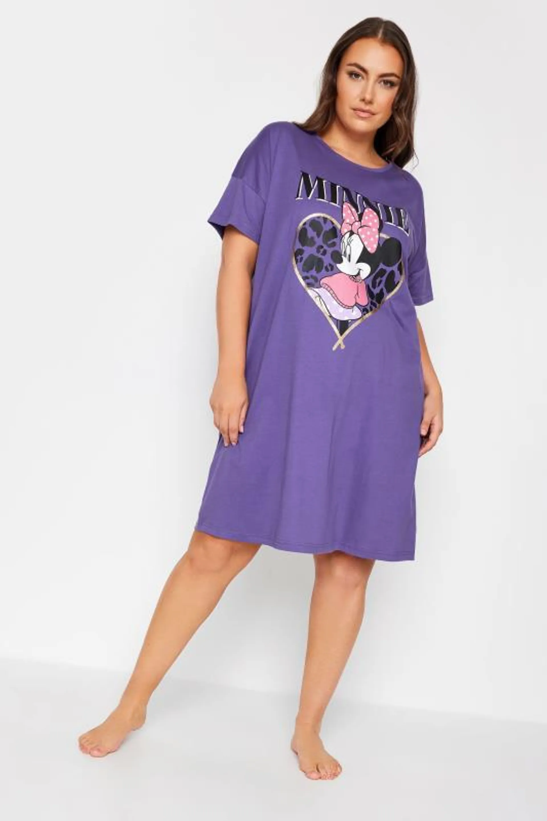 DISNEY Curve Purple Minnie Mouse Heart Sleep Tee Nightdress