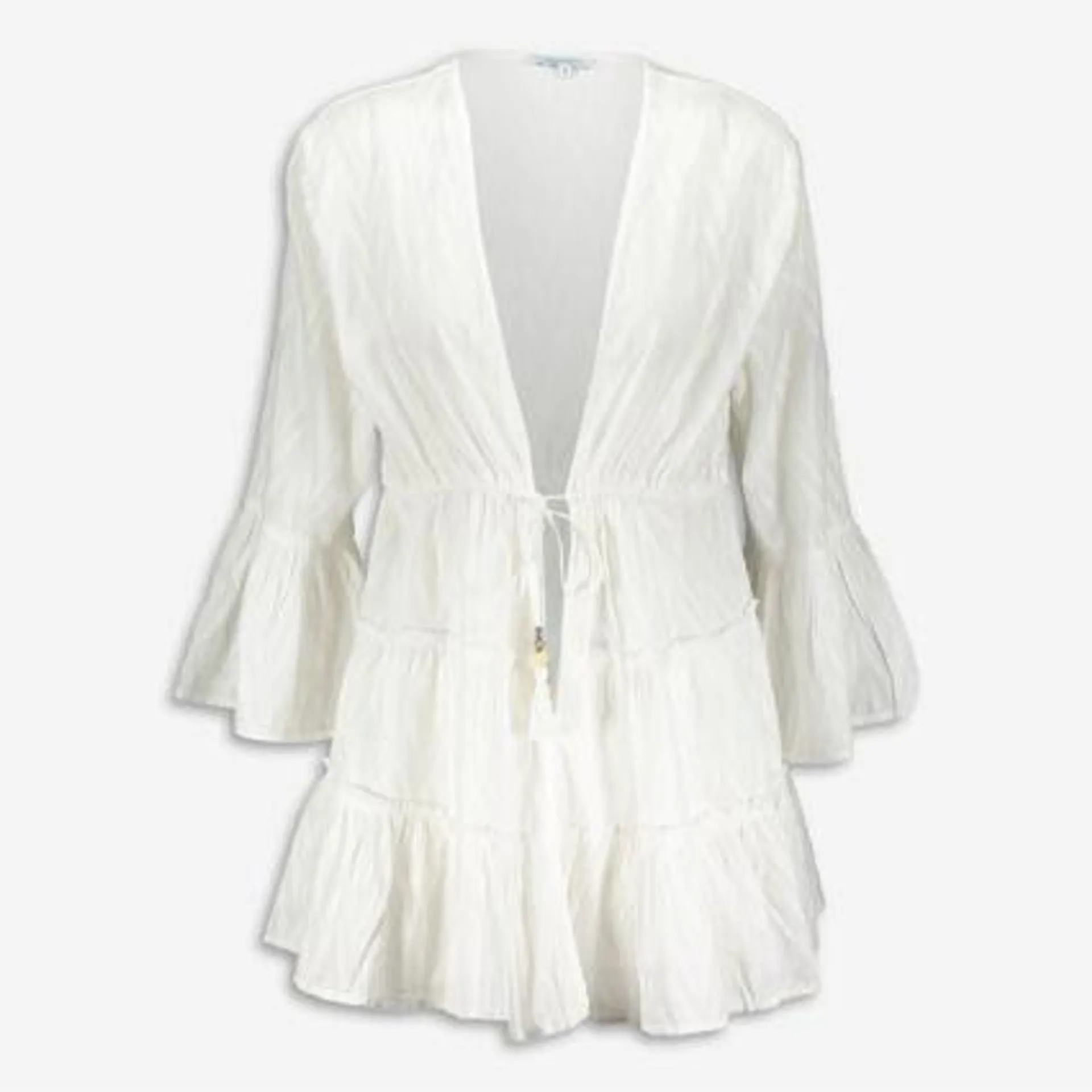 White Drawstring Beach Coverup