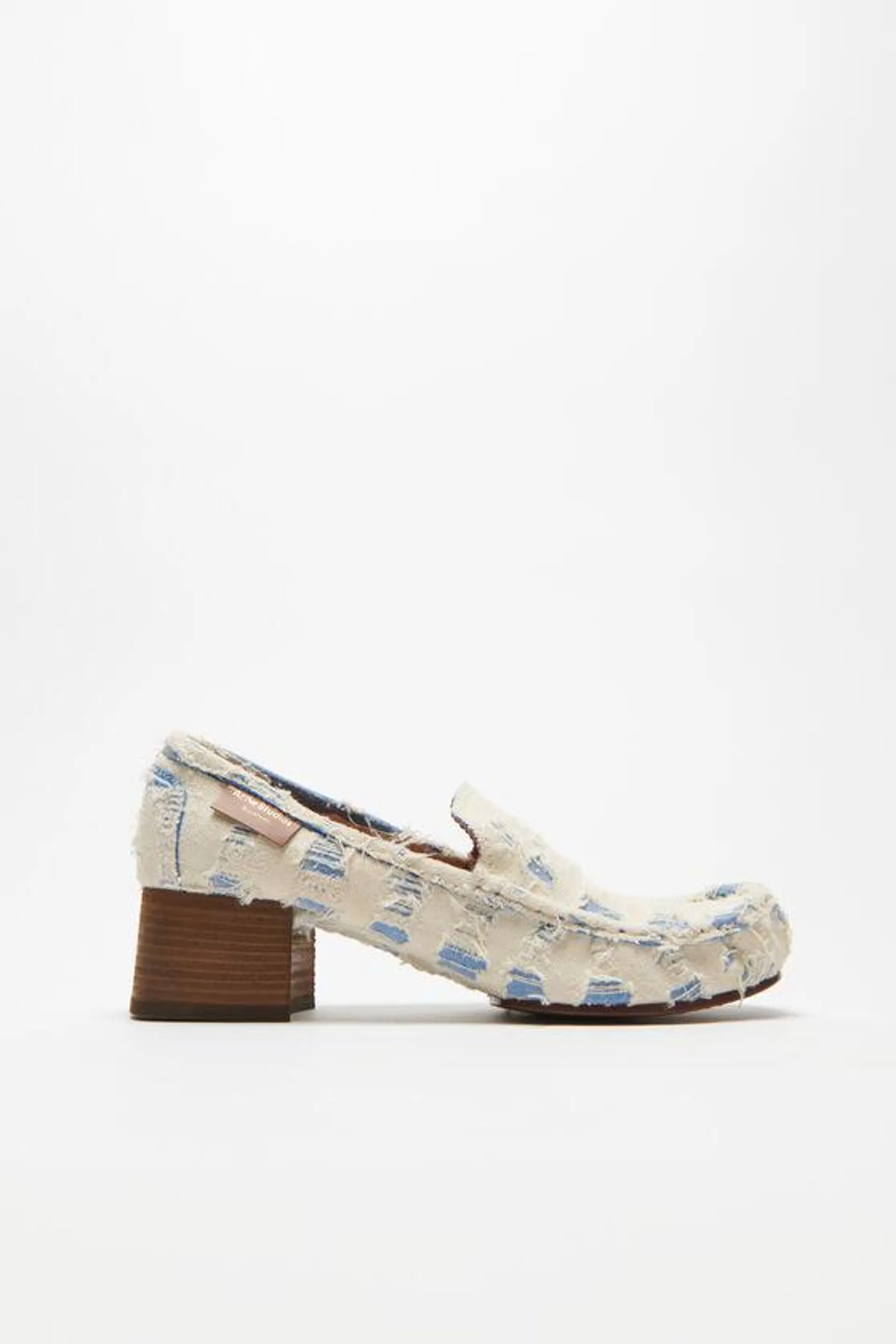 Distressed eather heel loafers