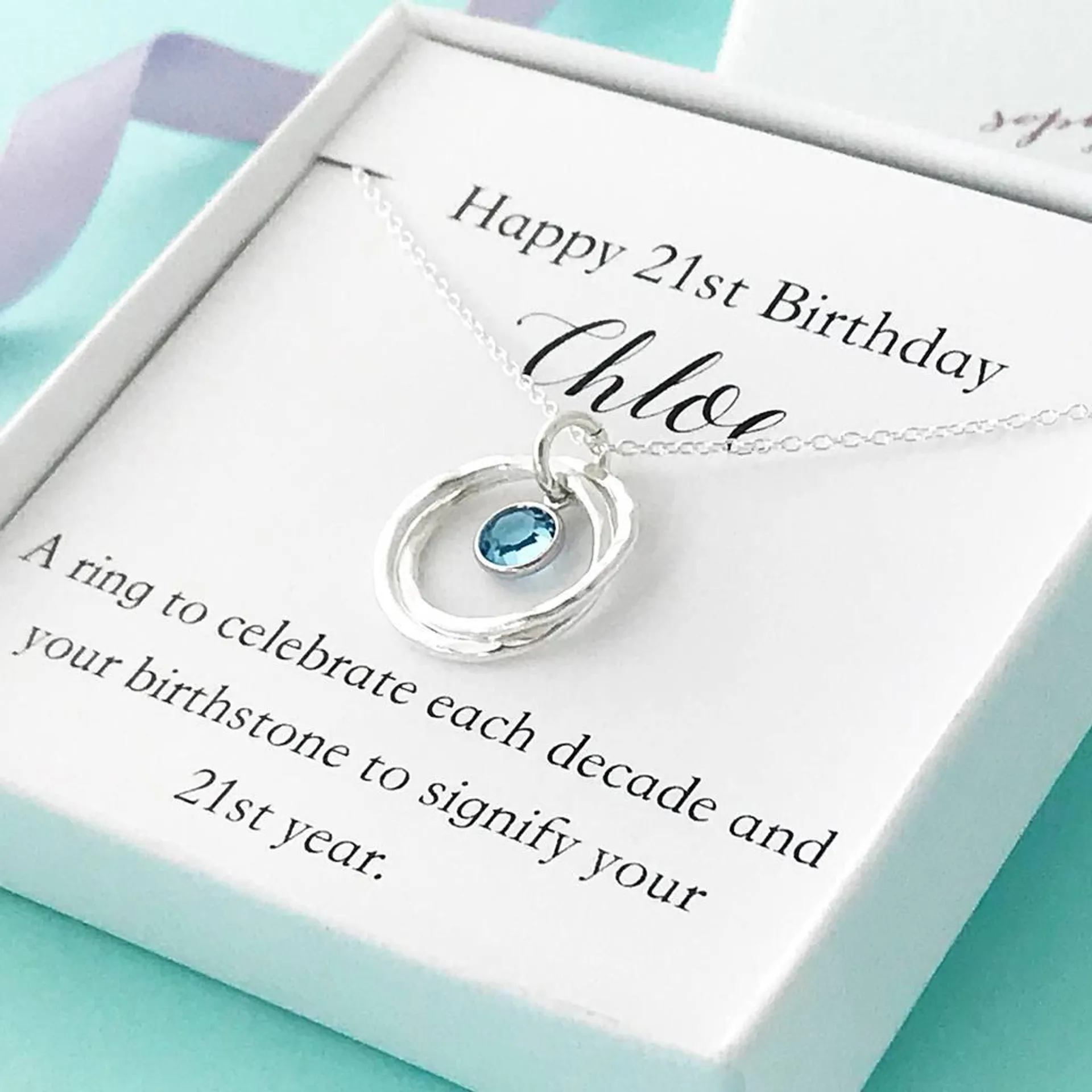 Personalised 21st Necklace With Birthstone
