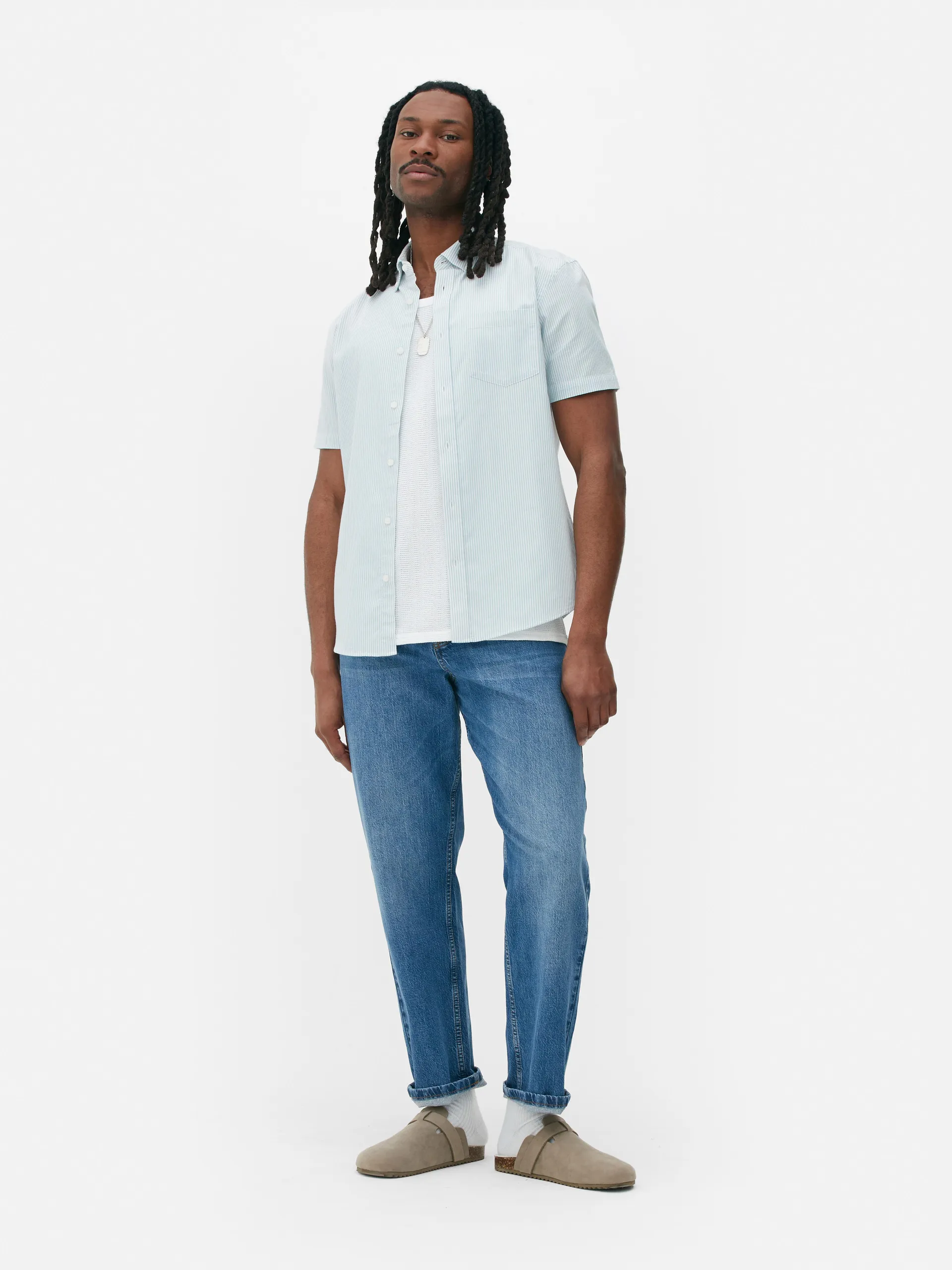 Chemise Oxford à manches courtes et à rayures