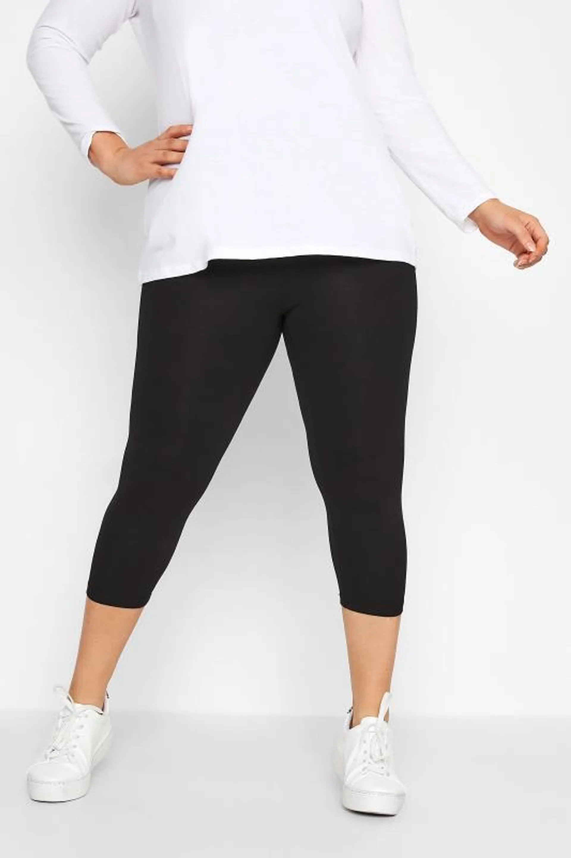 YOURS FOR GOOD Curve Black Cotton Cropped Leggings