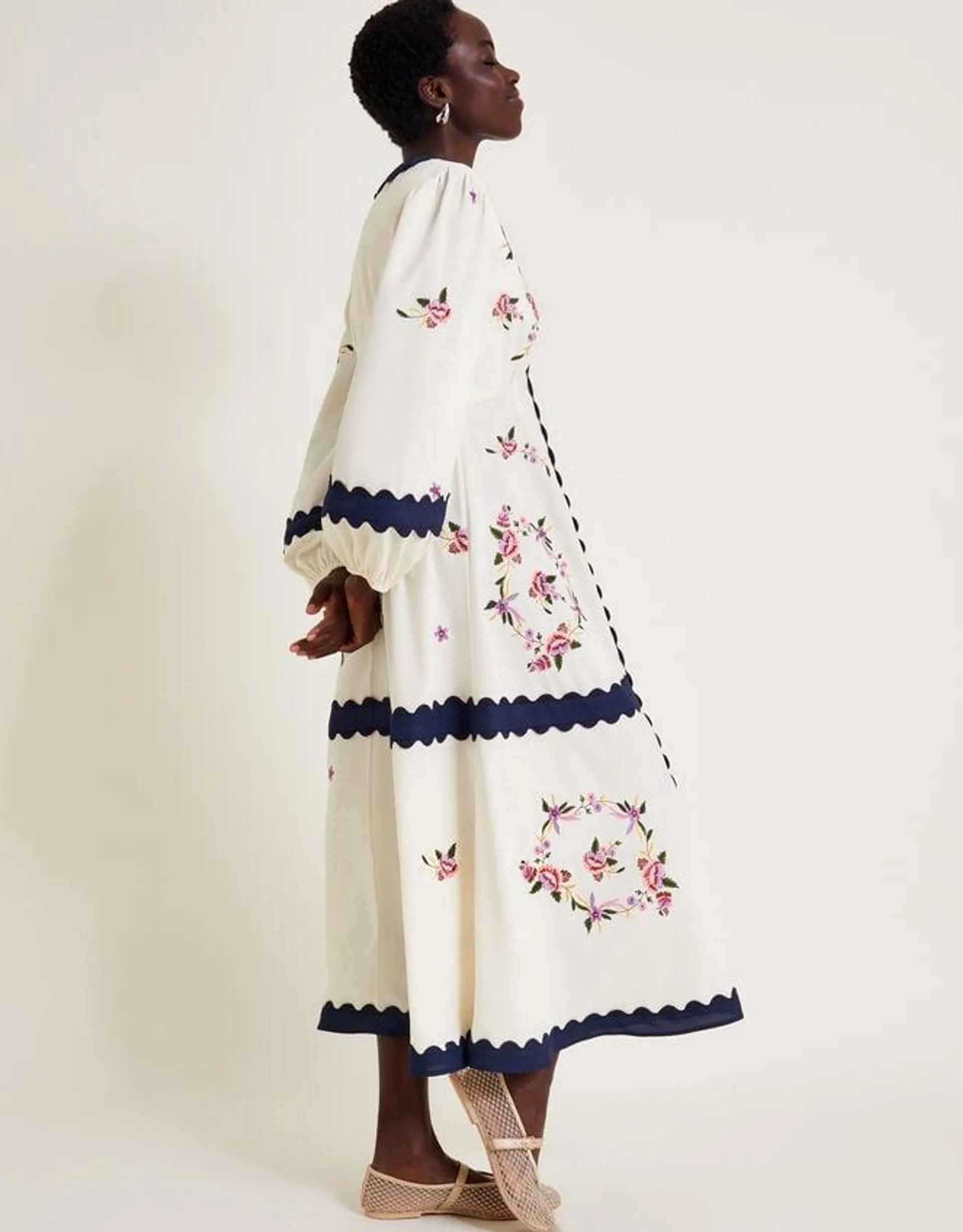 Emma Embroidered Dress Ivory