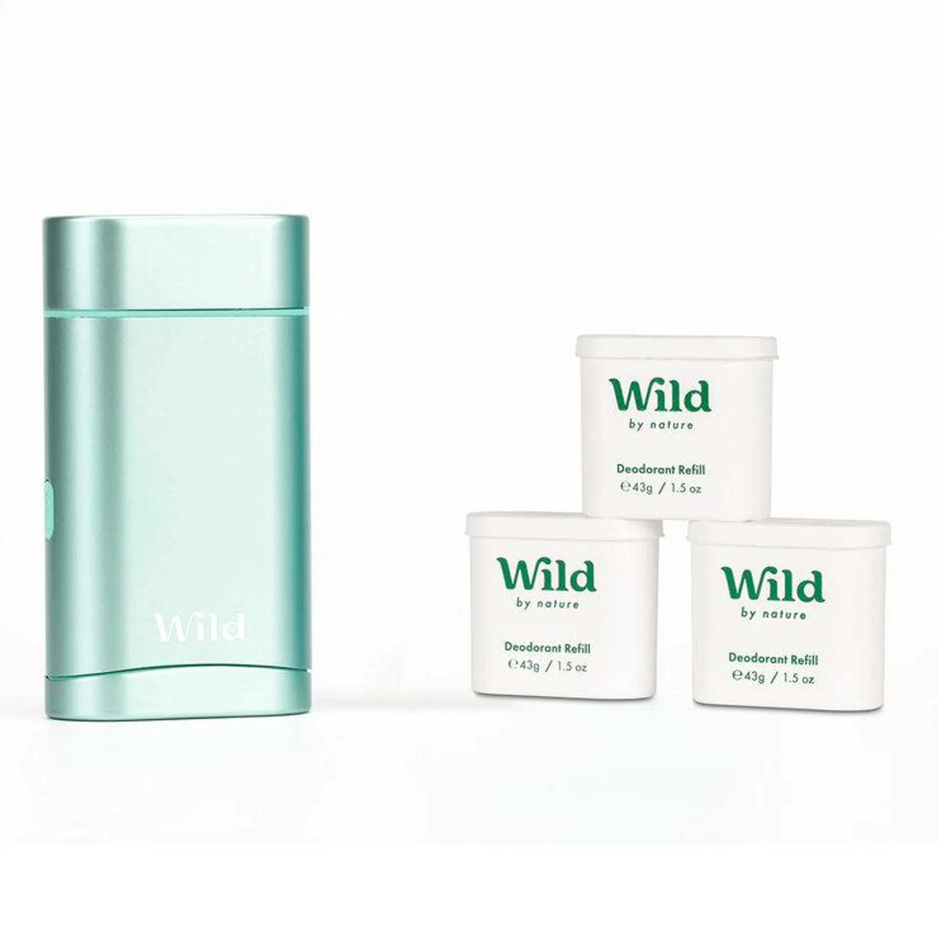 Wild Aqua Case and Fresh Cotton & Sea Salt Deodorant Refills Starter Combo Pack