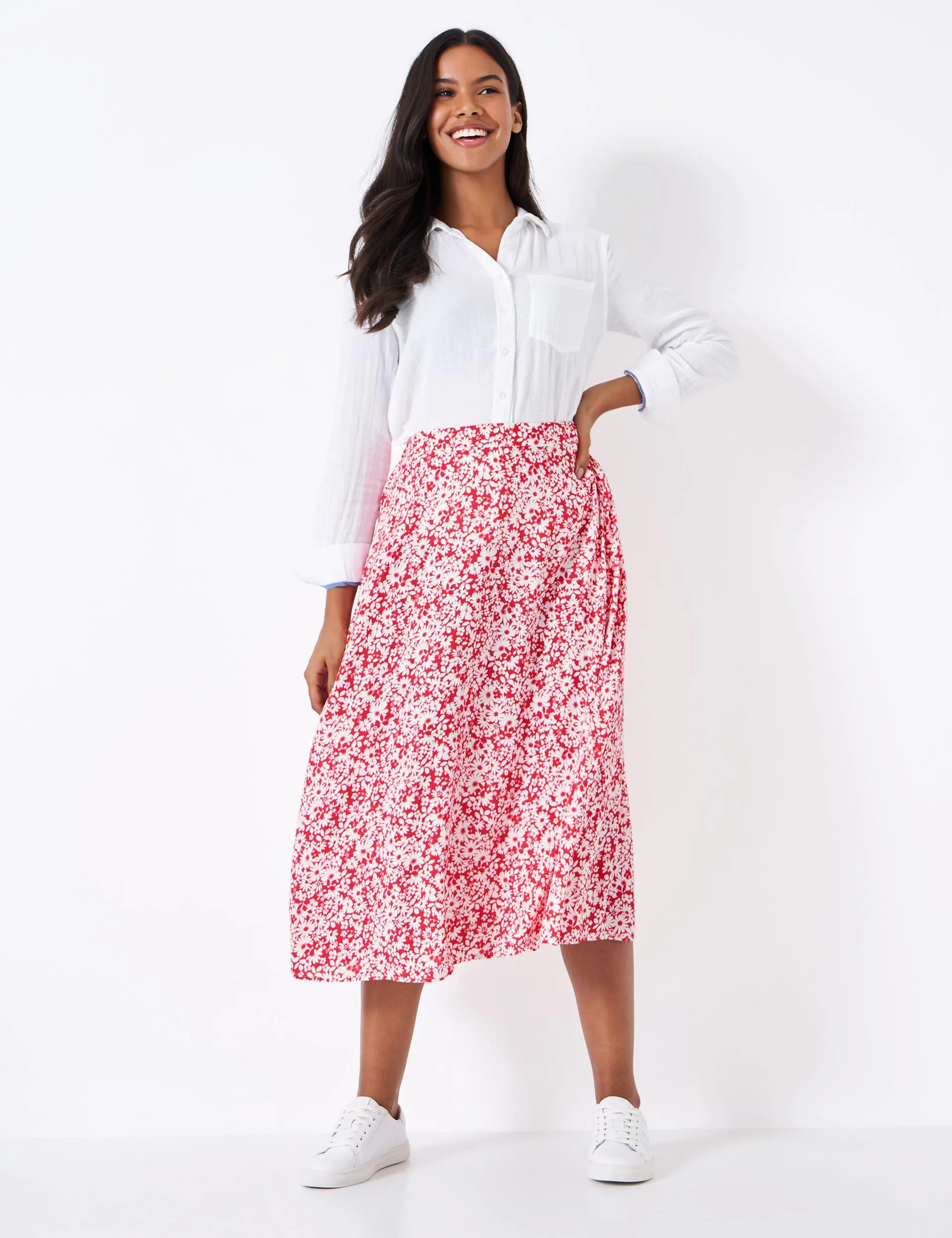 Floral Midi A-Line Skirt