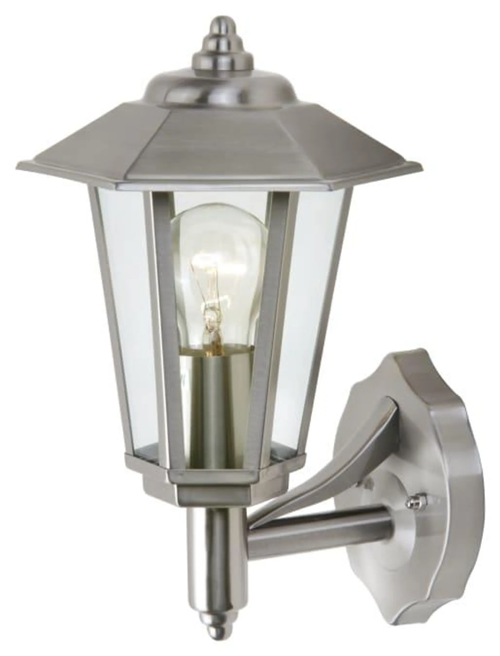 Lutec Grosvenor Stainless Steel 6 Sided Lantern Wall Light