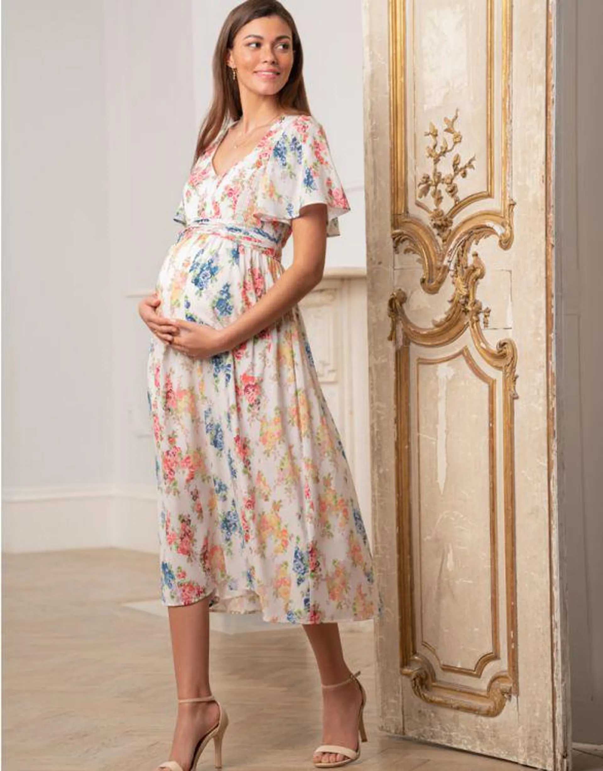 Vintage Floral Maternity & Nursing Dress