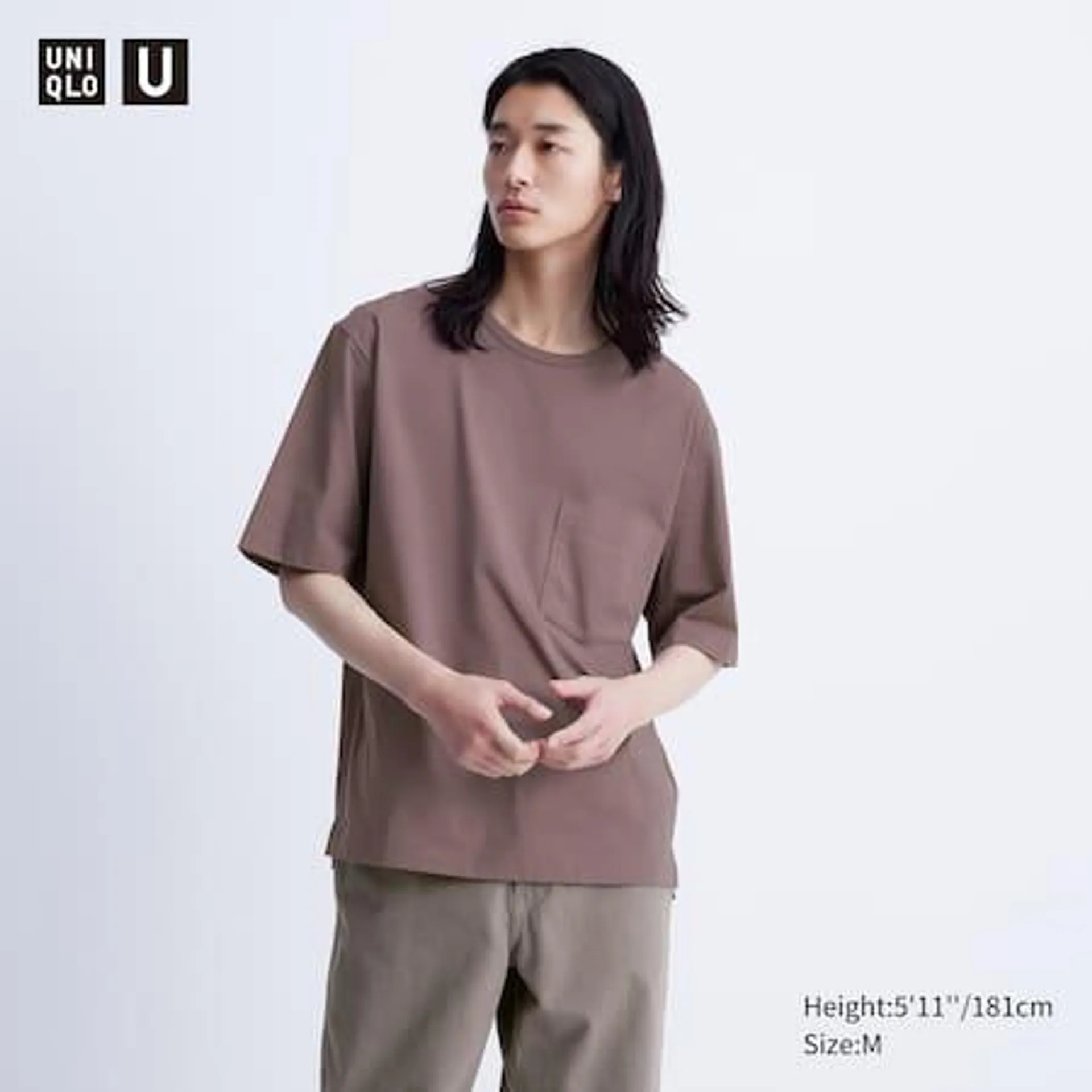 AIRism Cotton Pocket Relaxed Fit Crew Neck Half Sleeved T-Shirt