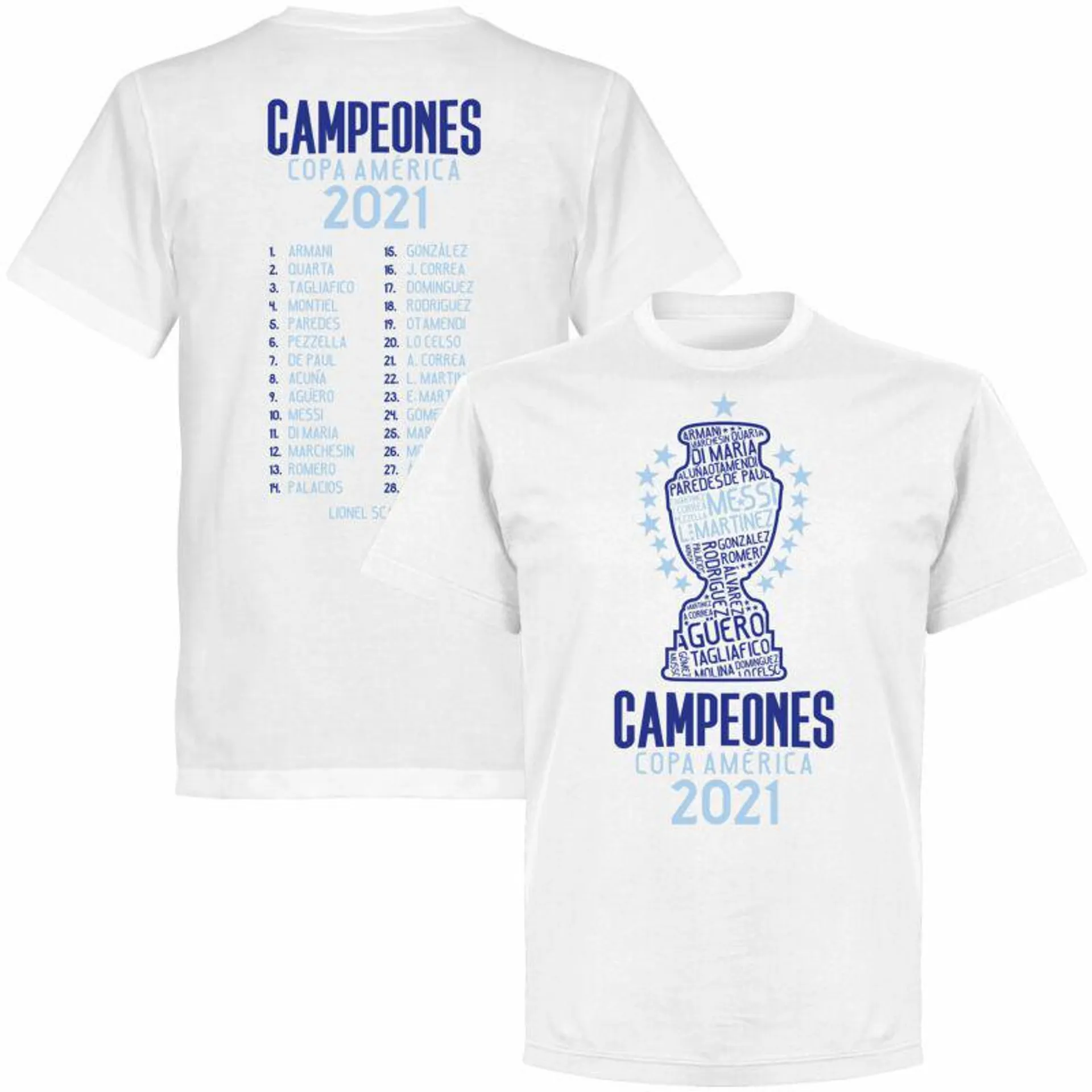 Argentina 2021 Copa America Champions Squad T-shirt - White