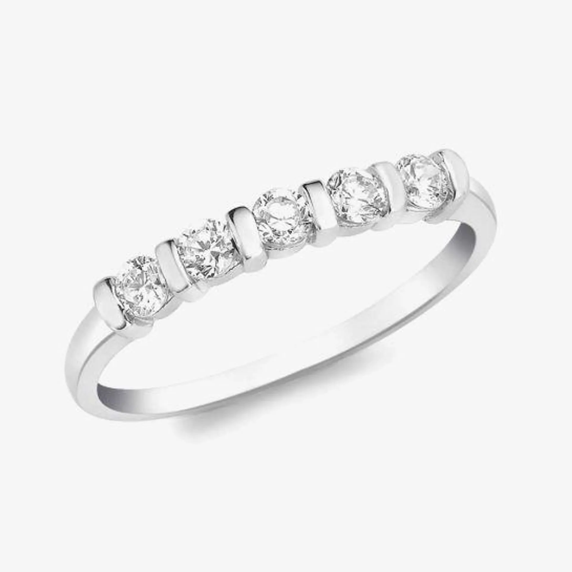 9ct White Gold 5-Stone Crystal Half-Eternity Ring 5.84.4911