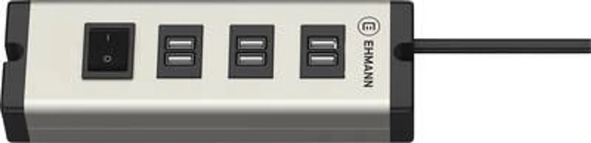 Ehmann USB Multilader 6-Port 6,3 A 0601x09032033 USB charging station Mains socket 6 x USB