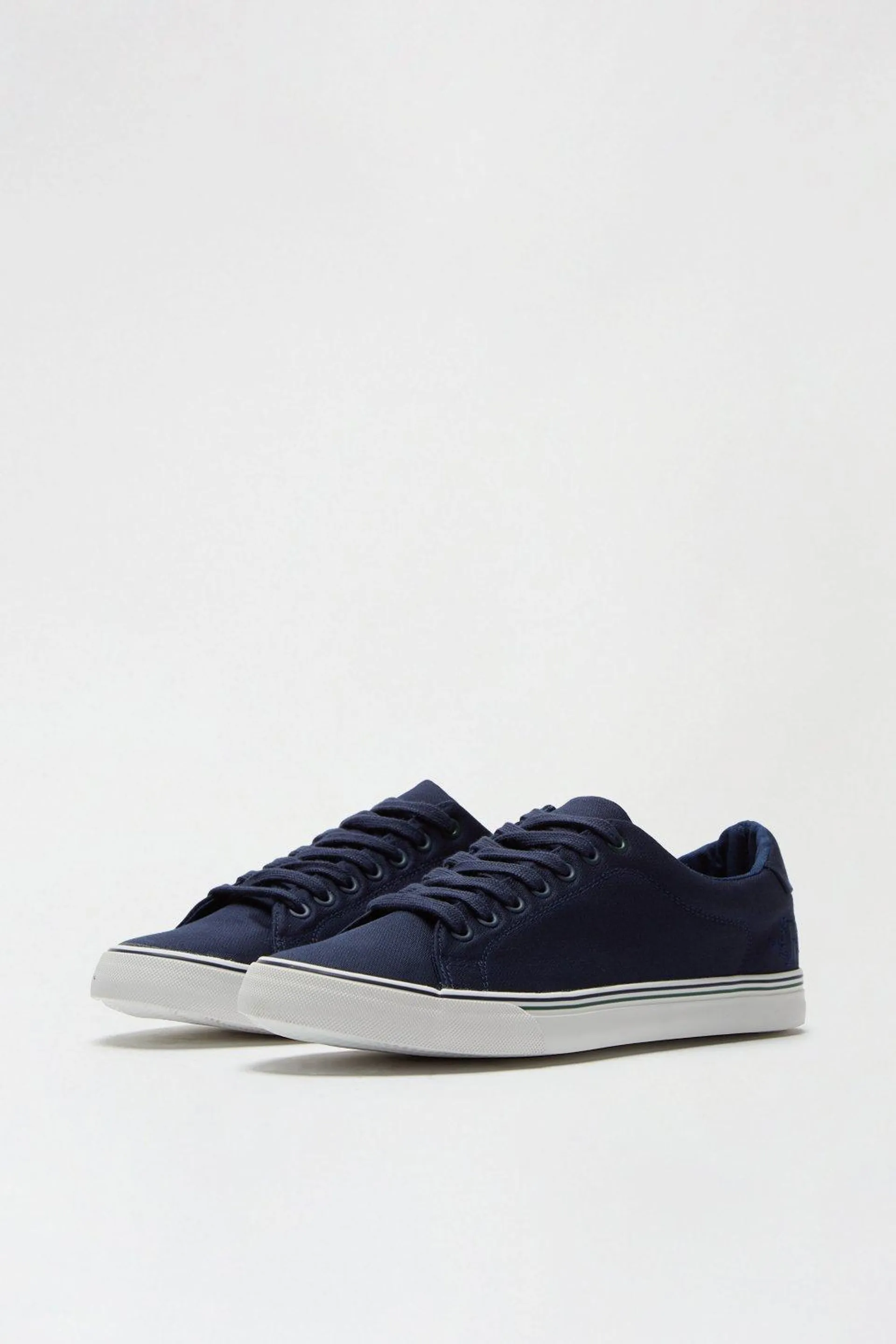 Navy 'Eco' Canvas Lace-up Trainers