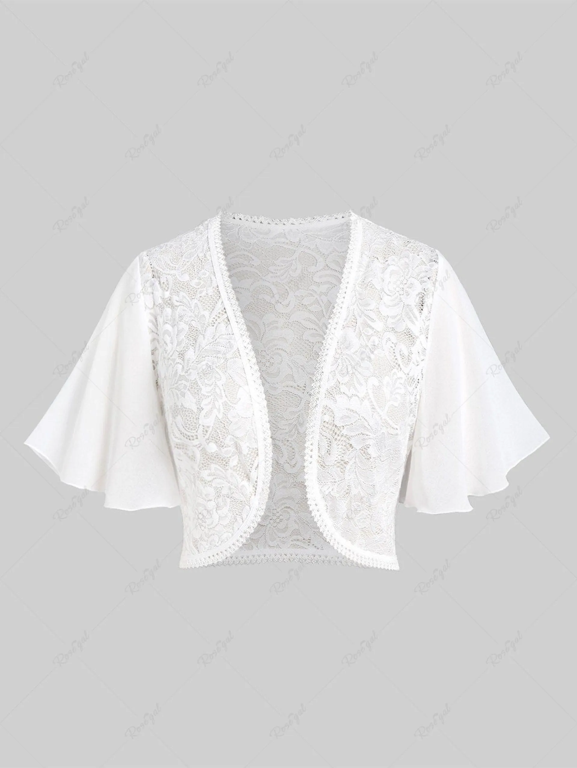 Plus Size Chiffon Butterfly Sleeve Lace Bolero Shrug Tops for Dress - 1x | Us 14-16