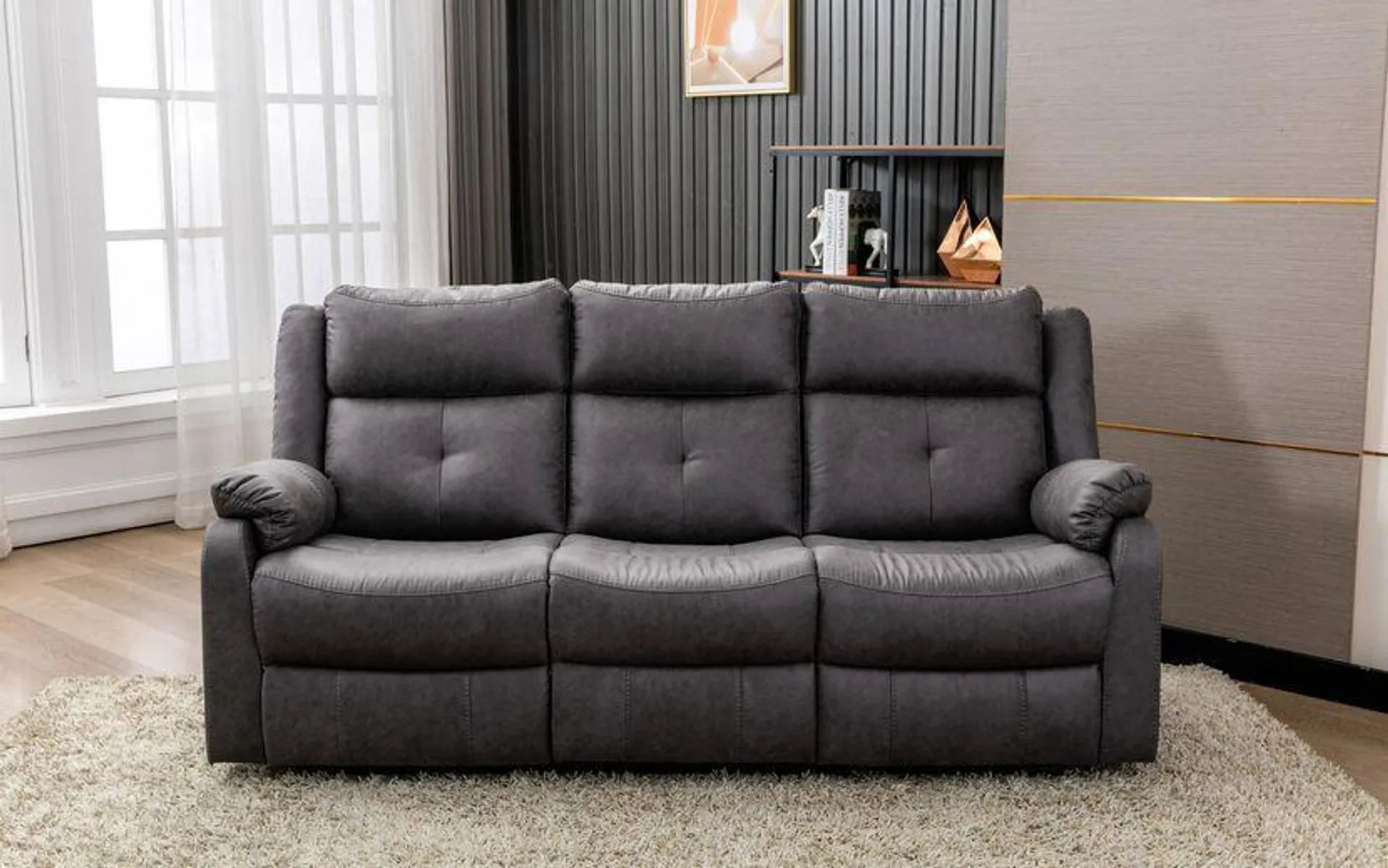 Janus Fabric 3 Seater Manual Recliner Sofa