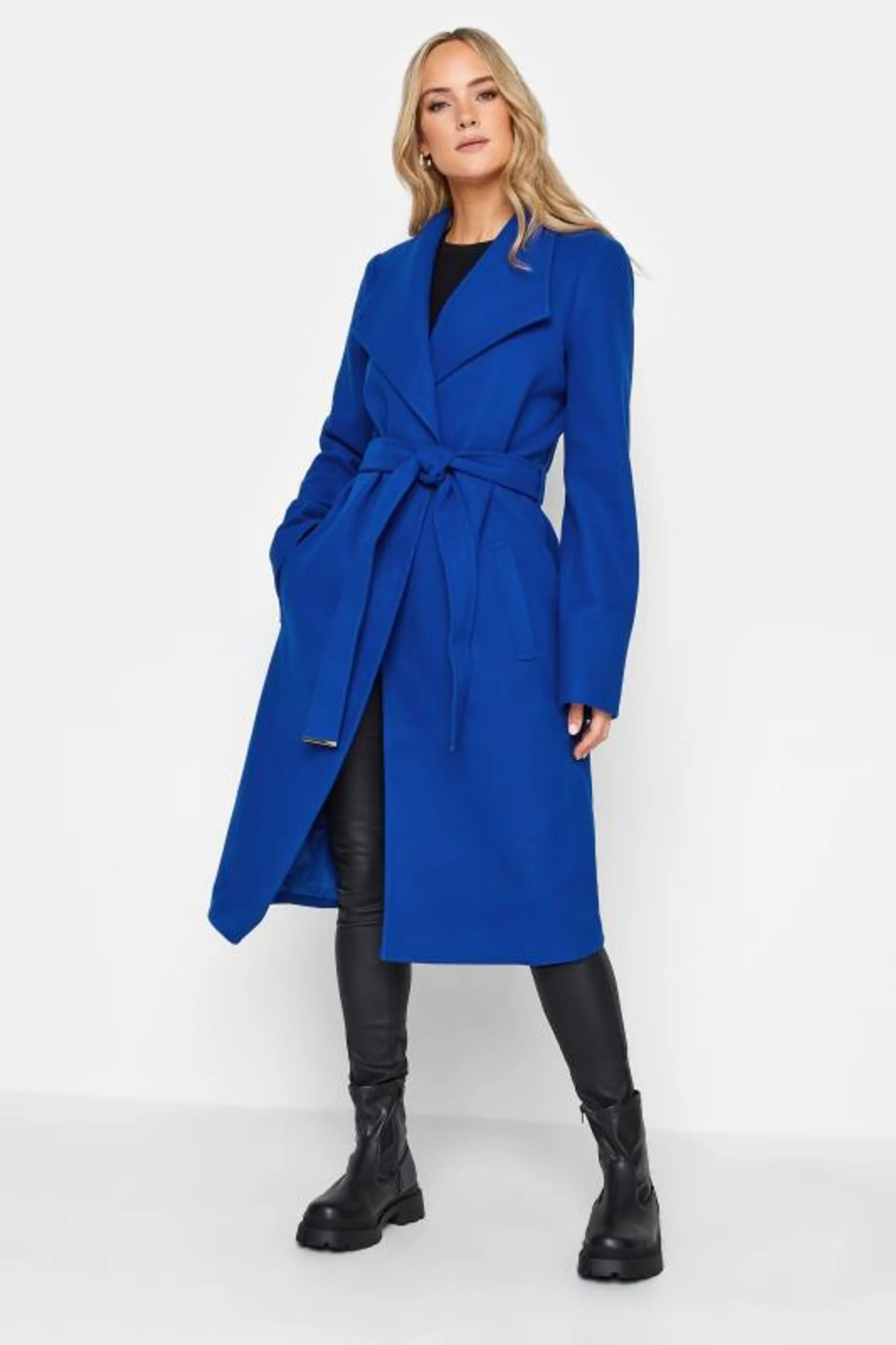 LTS Tall Cobalt Blue Belted Coat