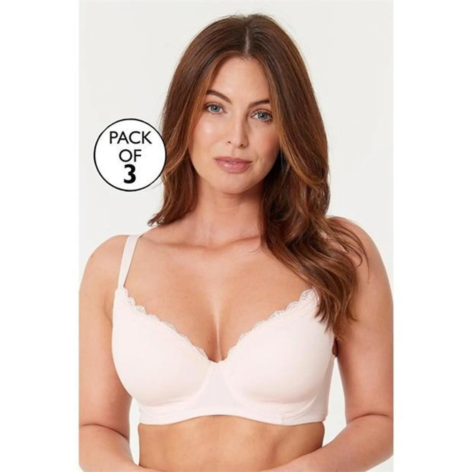 Pack Lace Trim Cotton T-shirt Bra