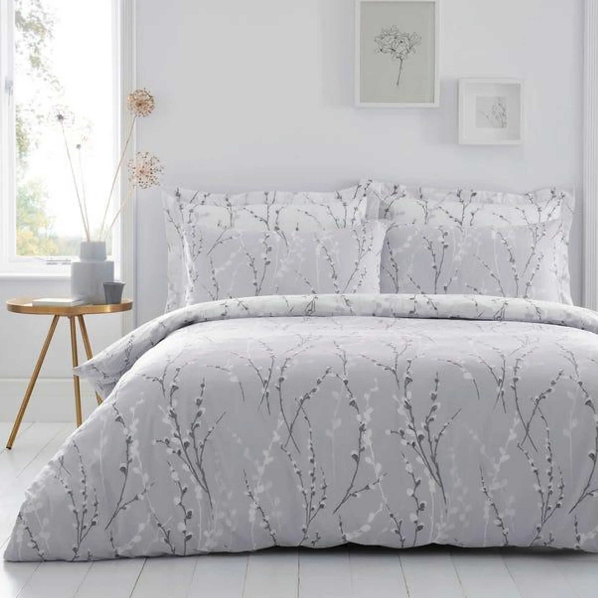 Belle Grey Reversible Duvet Cover and Pillowcase Set