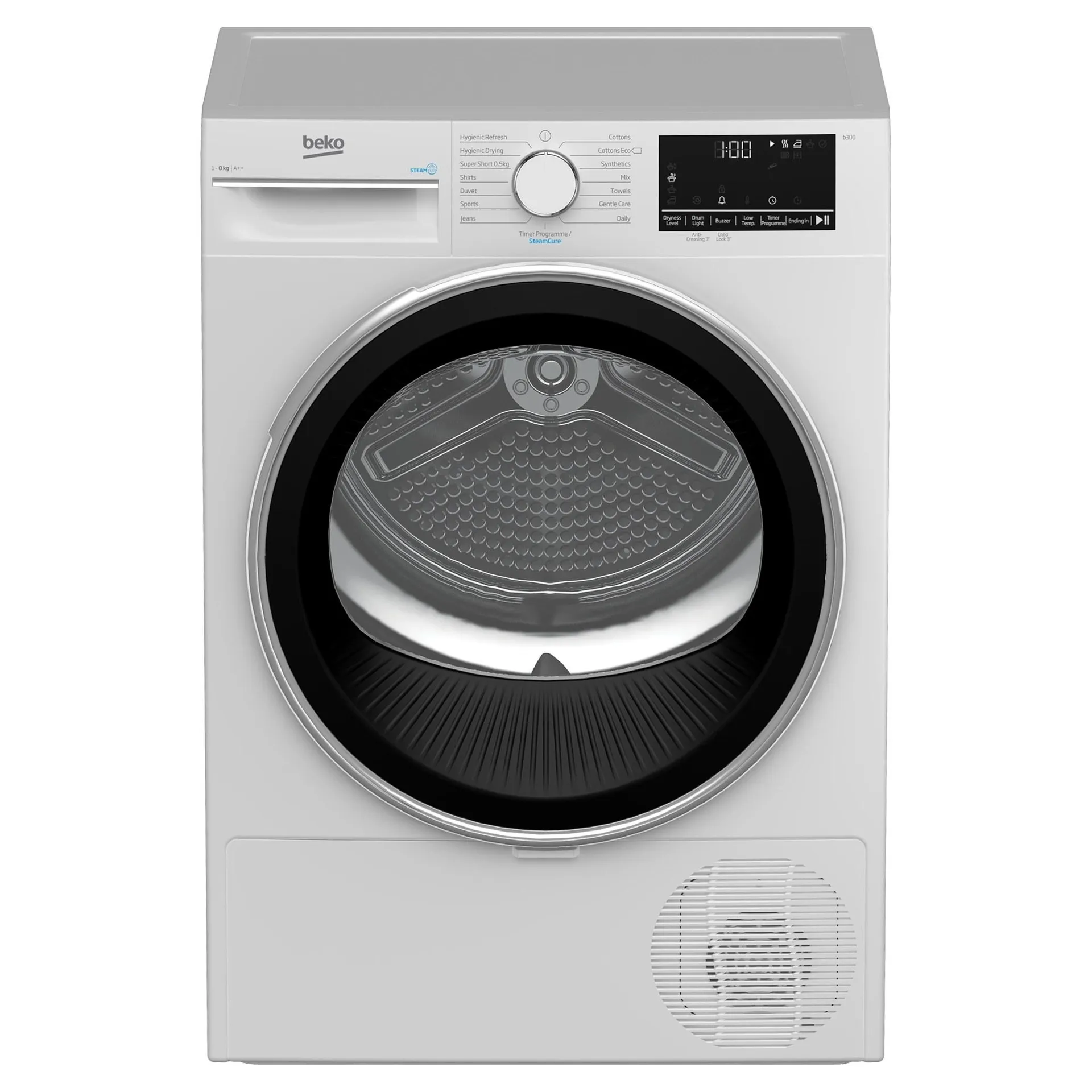 Beko B3T4823DW Freestanding 8kg Tumble Dryer with SteamCure