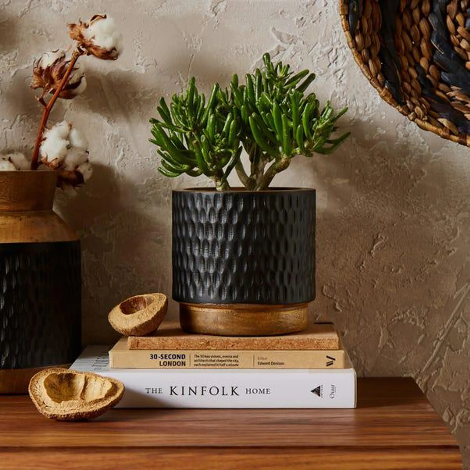 Wooden Textured Plant Pot