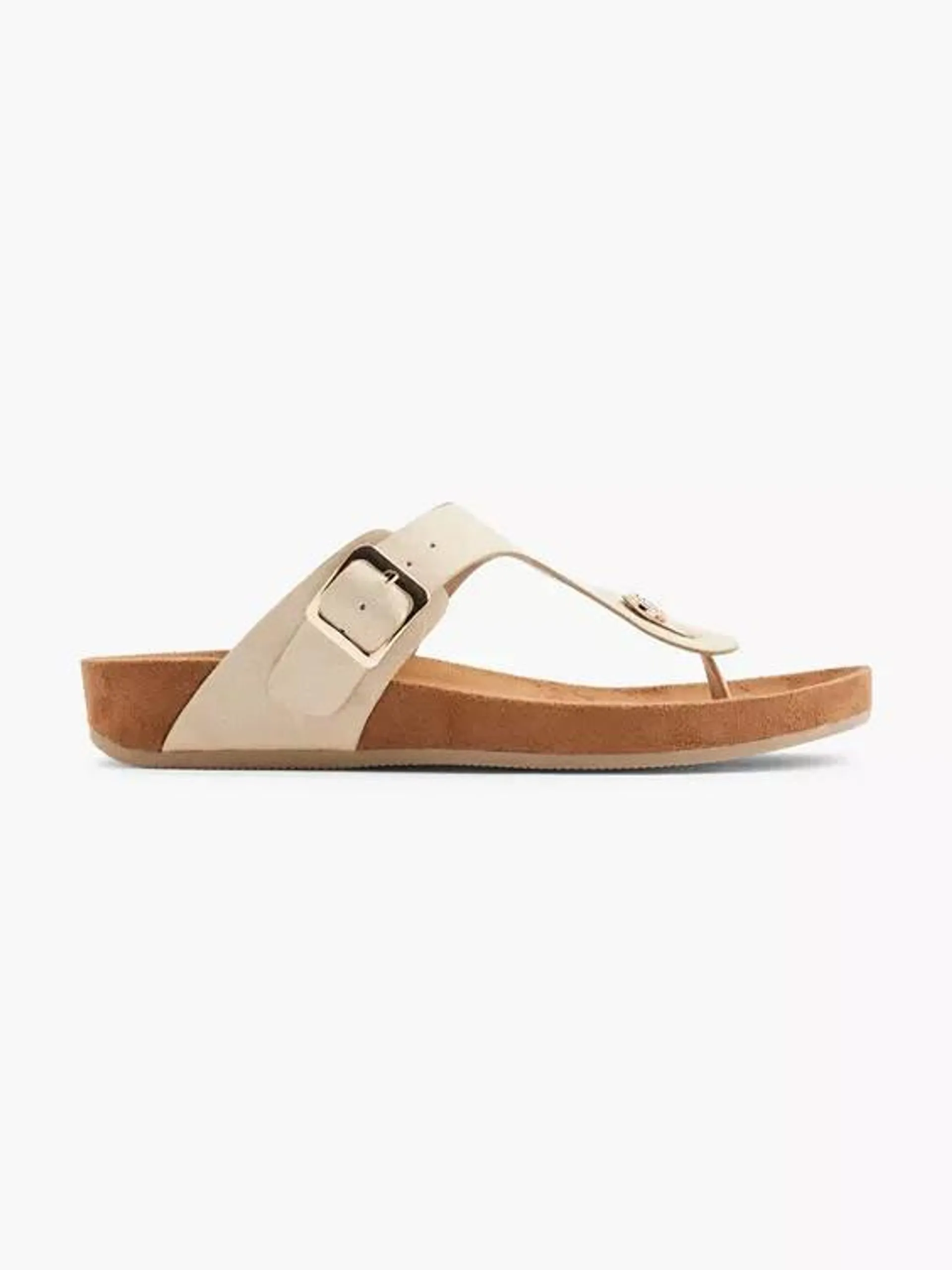 Beige Toe Post Footbed Flat Sandal